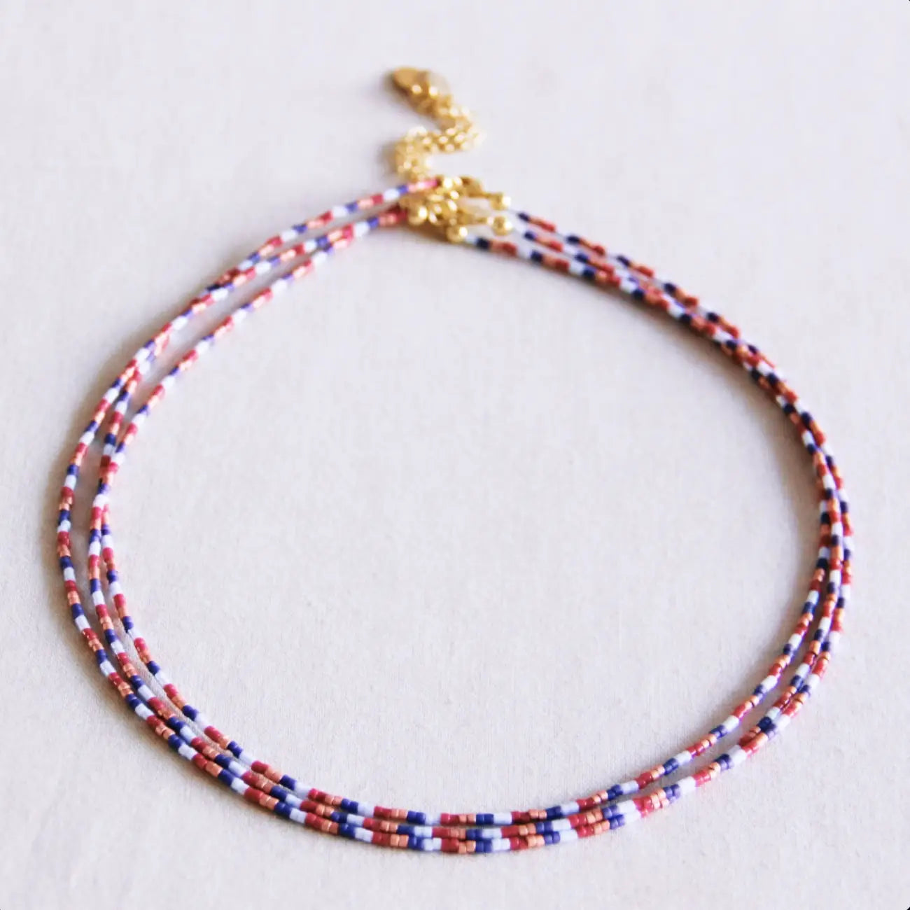 Collana flow blu scuro rosa bianco nude