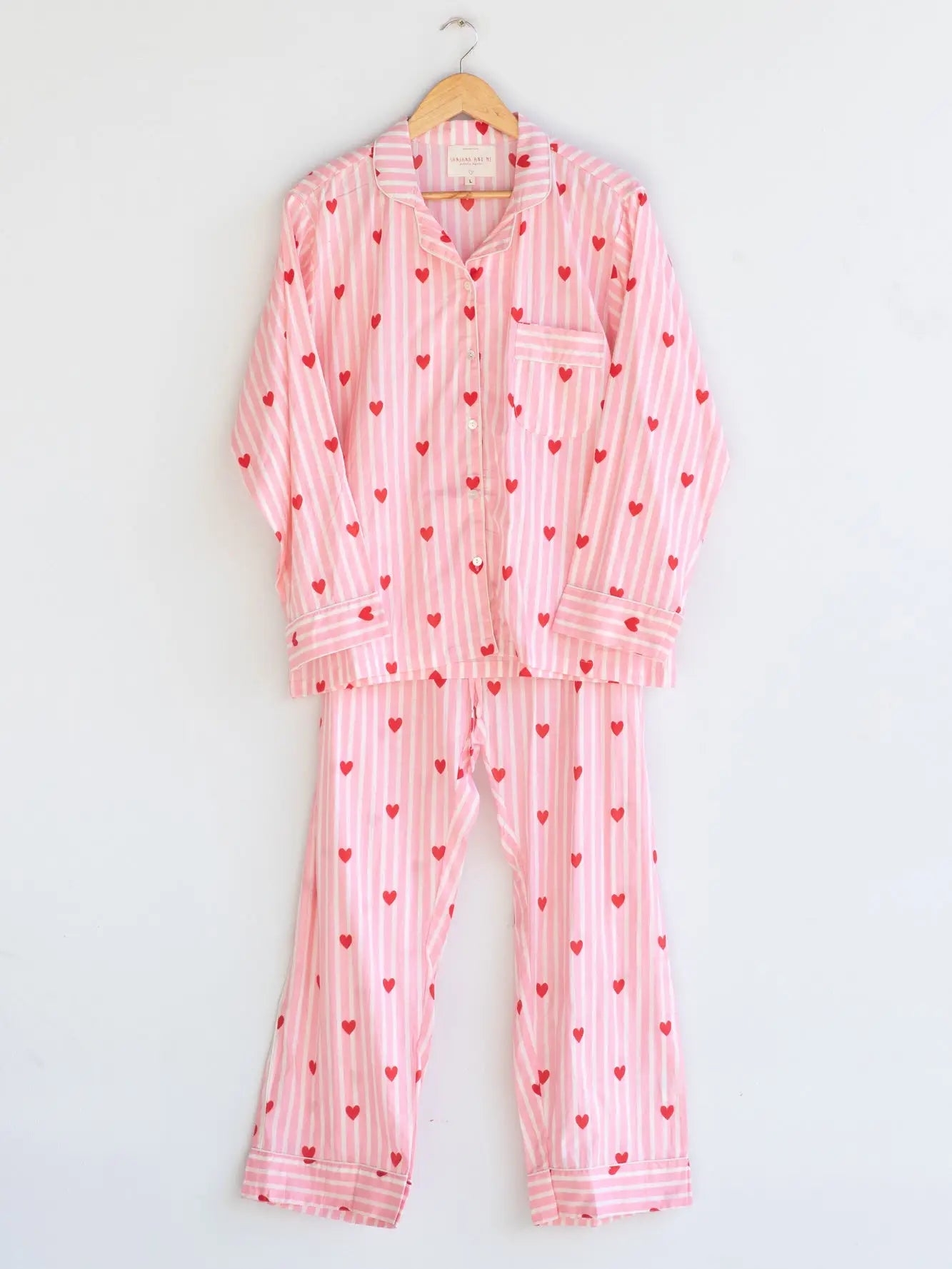 Pigiama Completo Cuori righe rosa