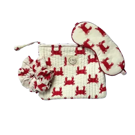 Mascherina e accessori per il sonno in cotone Crab Granchietti