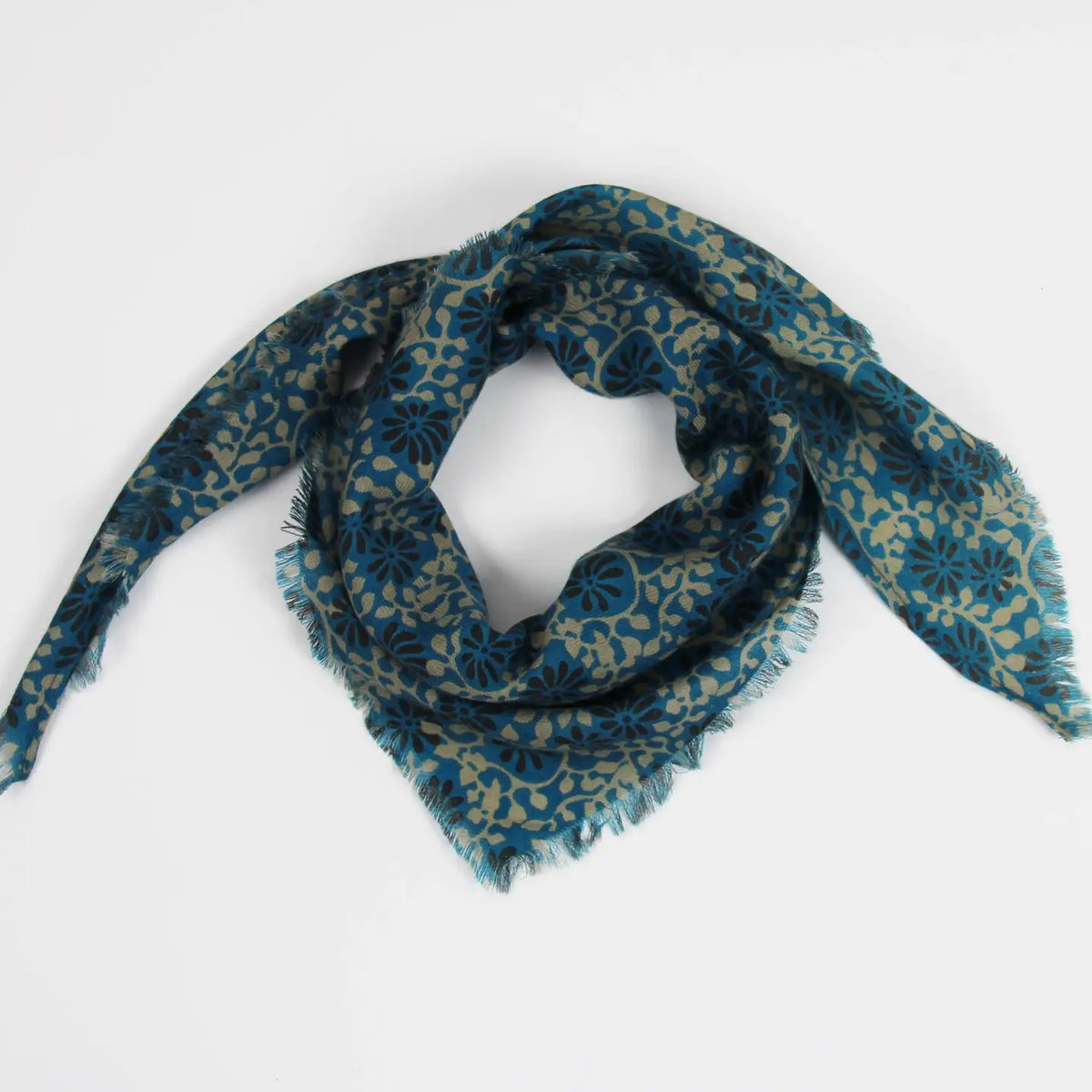Triangolo in lana Susanna blu cobalto