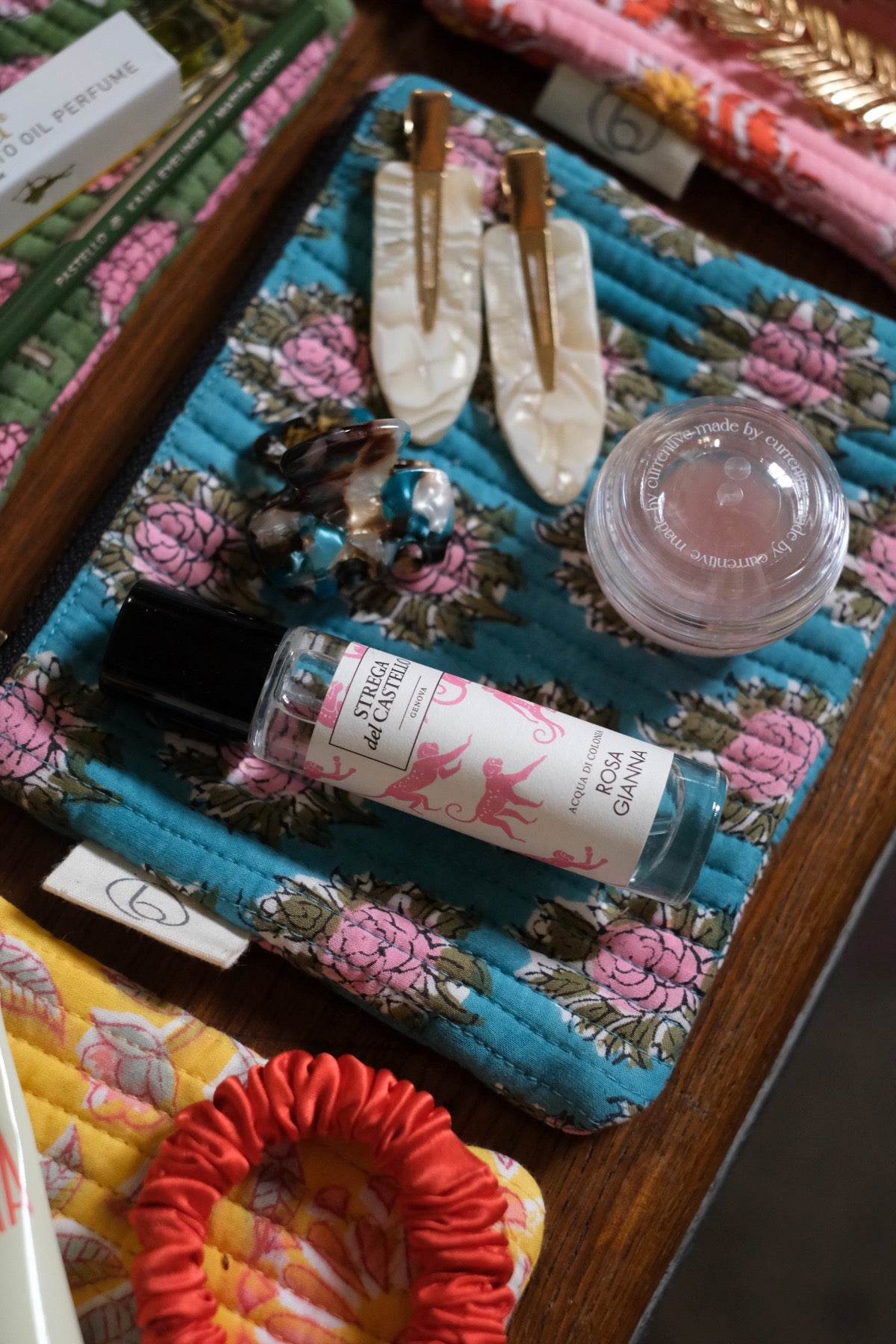 Mini Pochette turchese rosa e verde