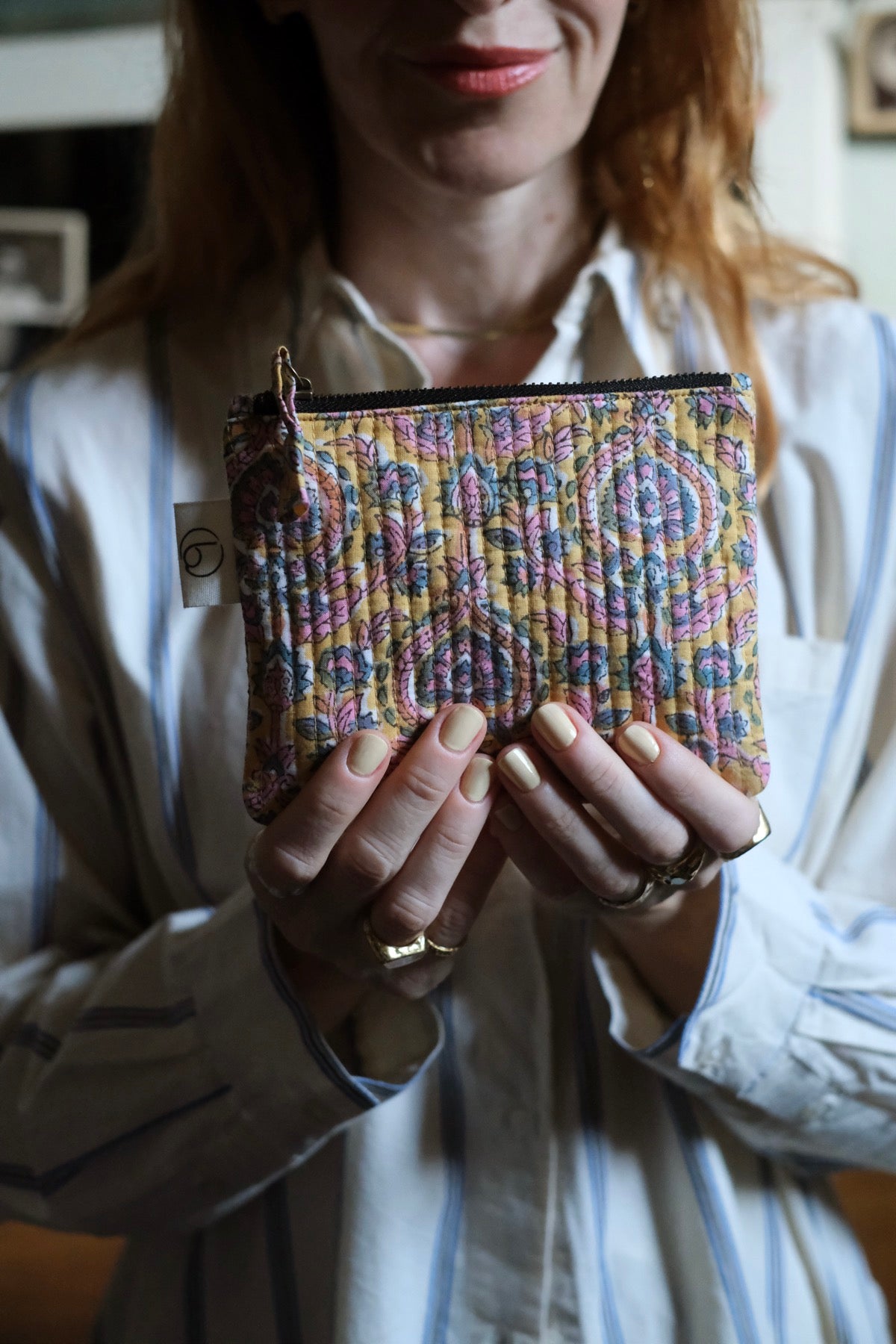 Mini Pochette giallo rosa e azzurro