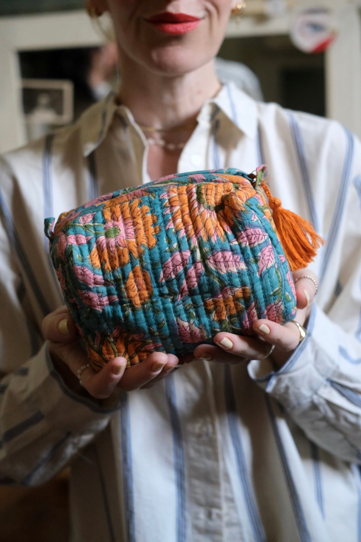 Beauty Pochette Giulia ottanio rosa e arancione