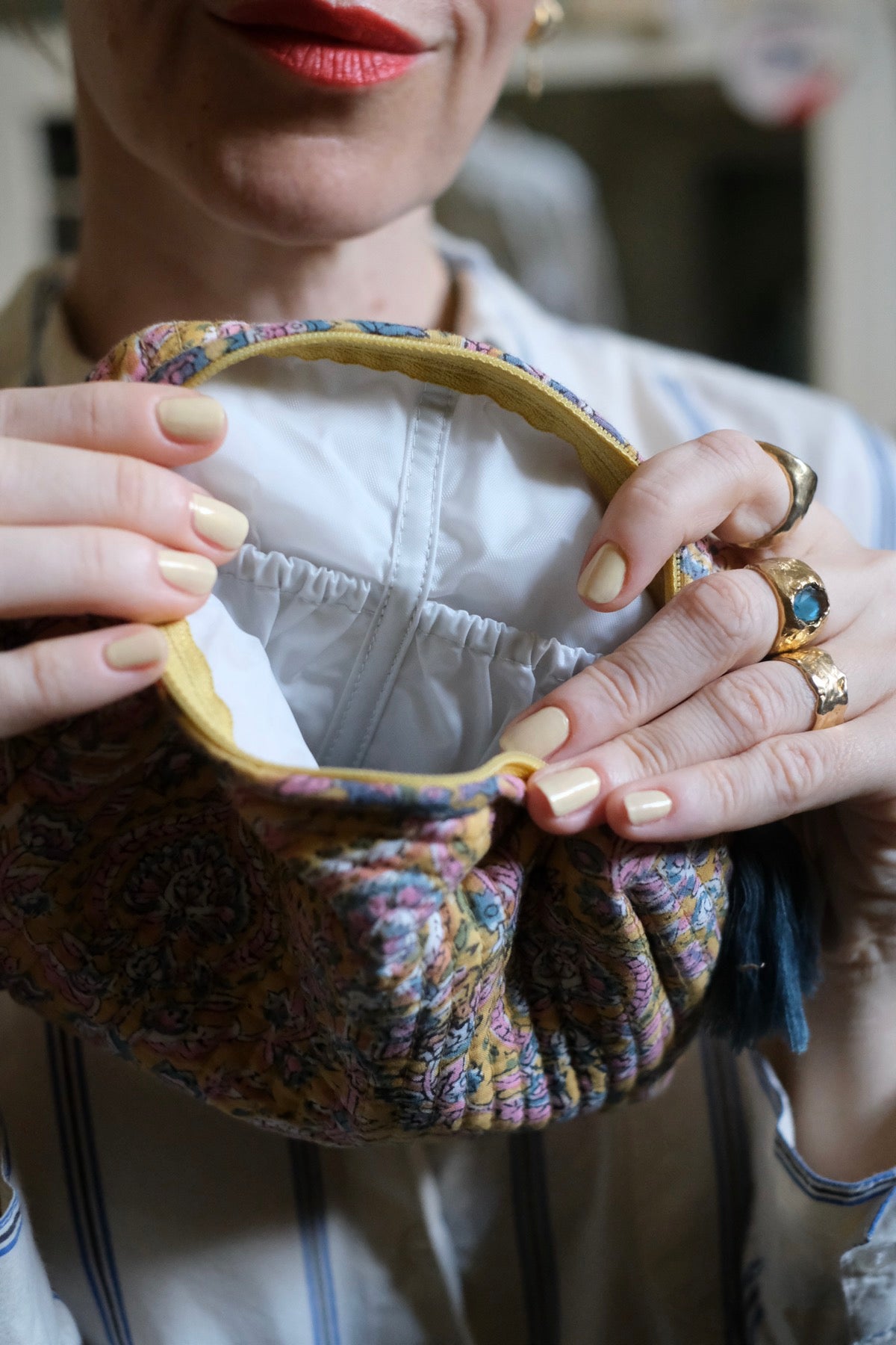 Beauty Pochette Camilla quadretti blu