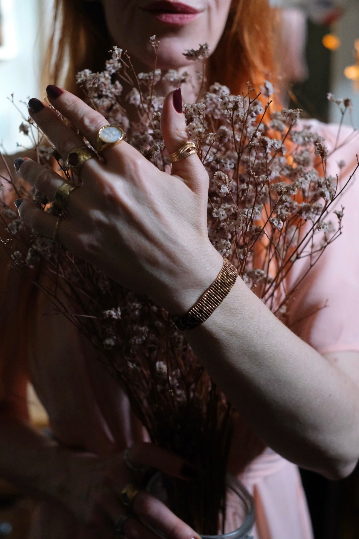 Bracciale intrecciato cuori cioccolato