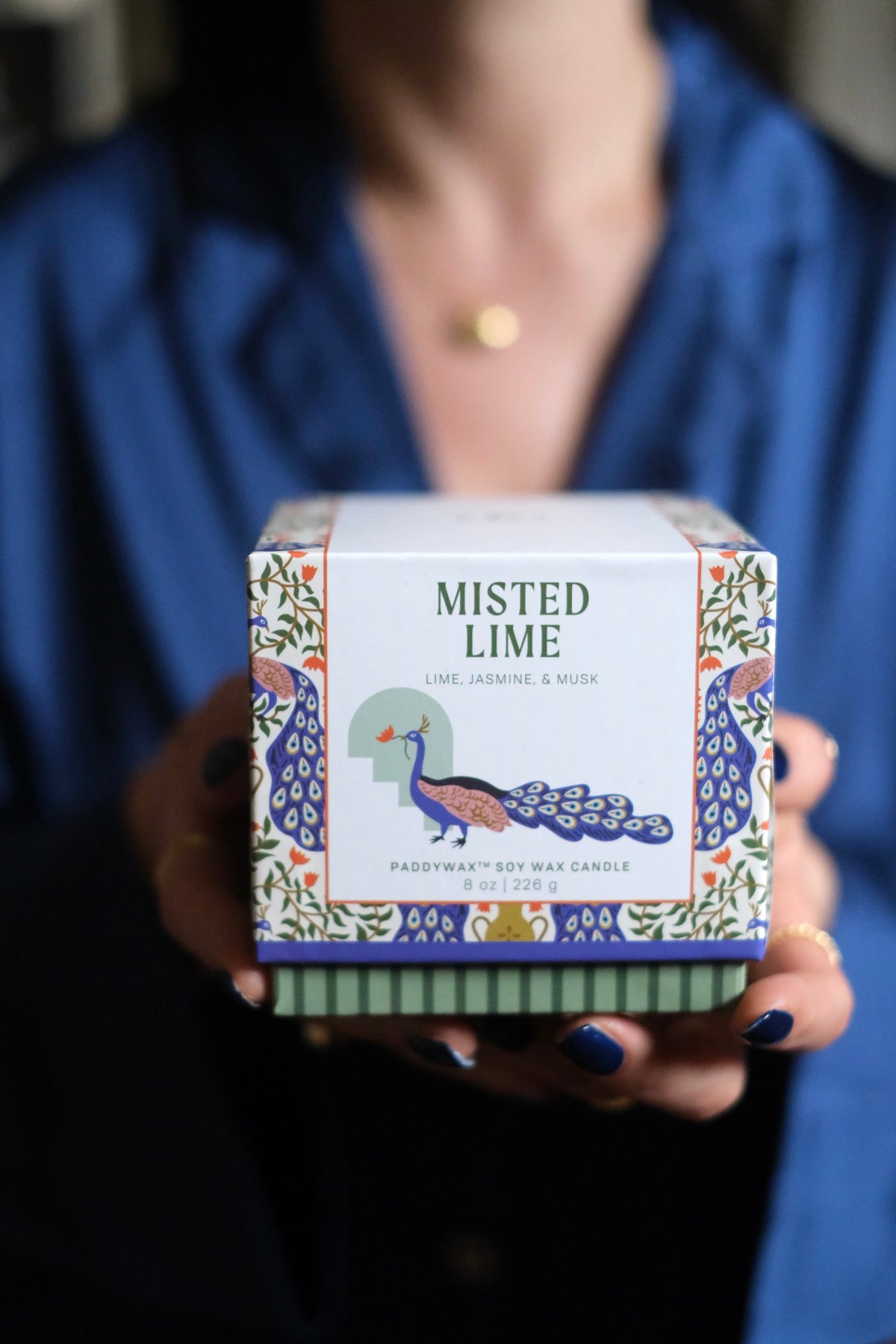 Candela "Peacock" Ceramica - Misted Lime