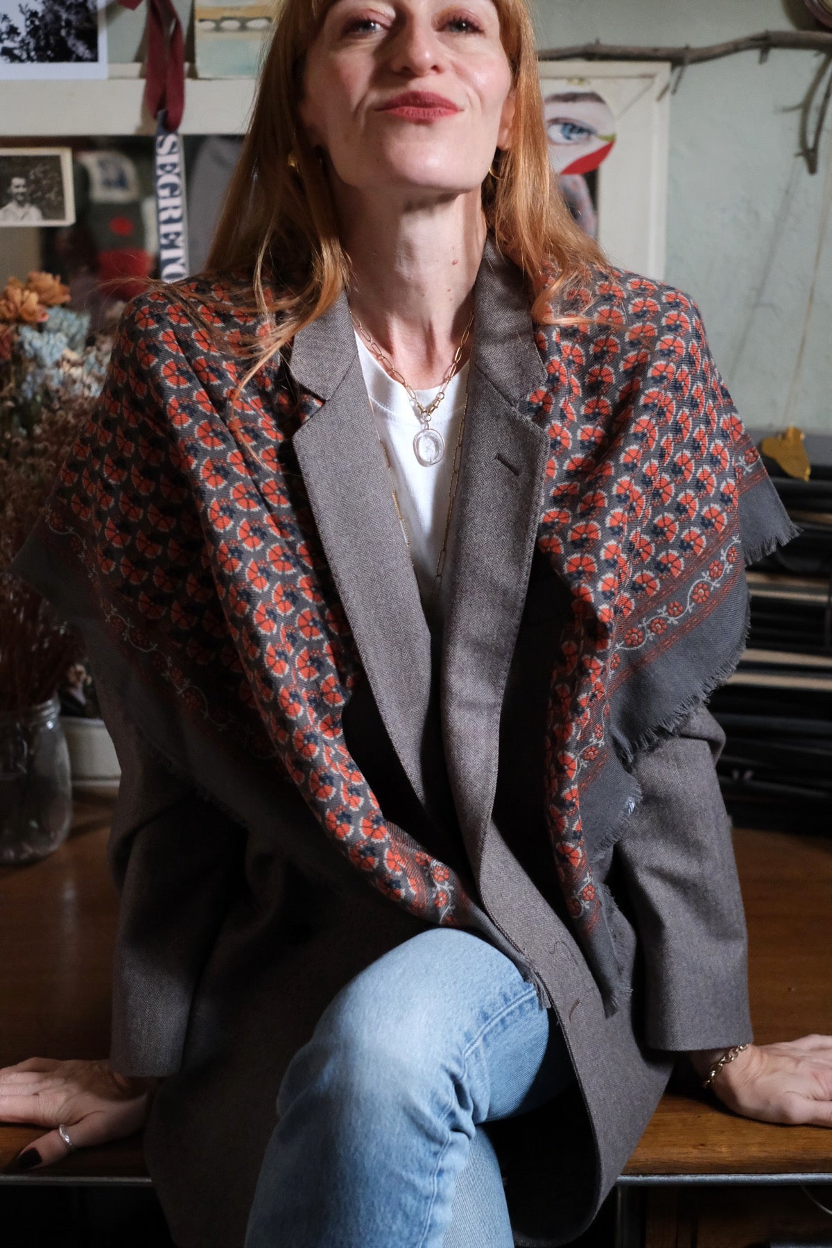 Sciarpa in lana Valentino grigio