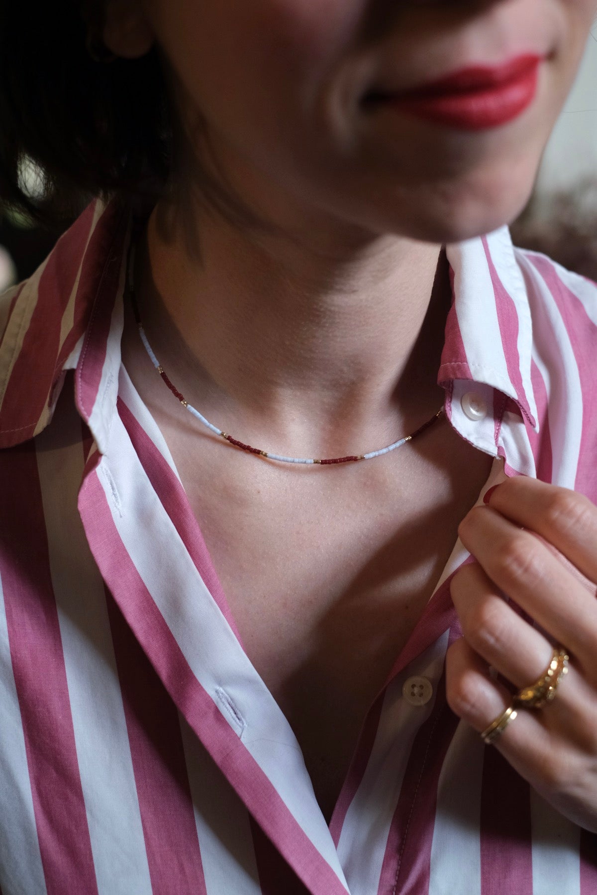 Collana Bagliore azzurro e bordeaux