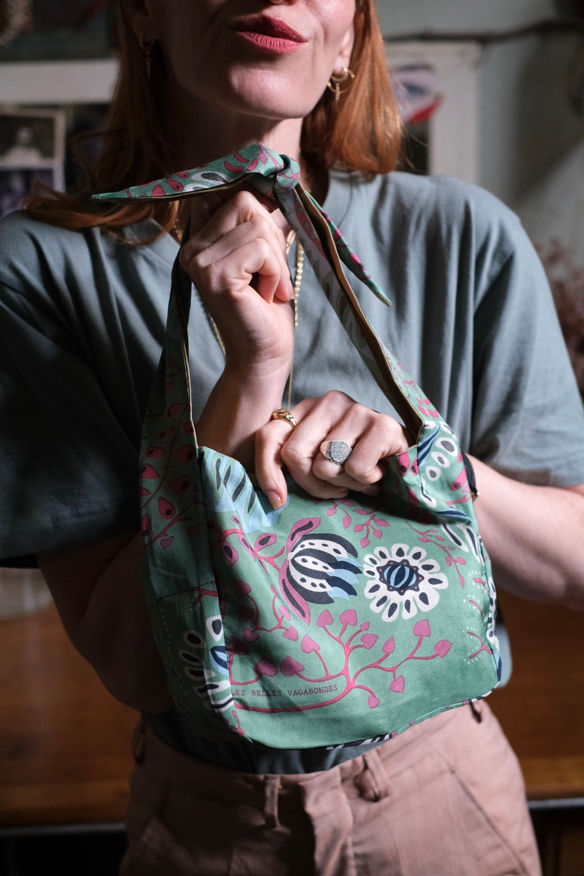 Borsa Bobby in Seta Marushka Verde