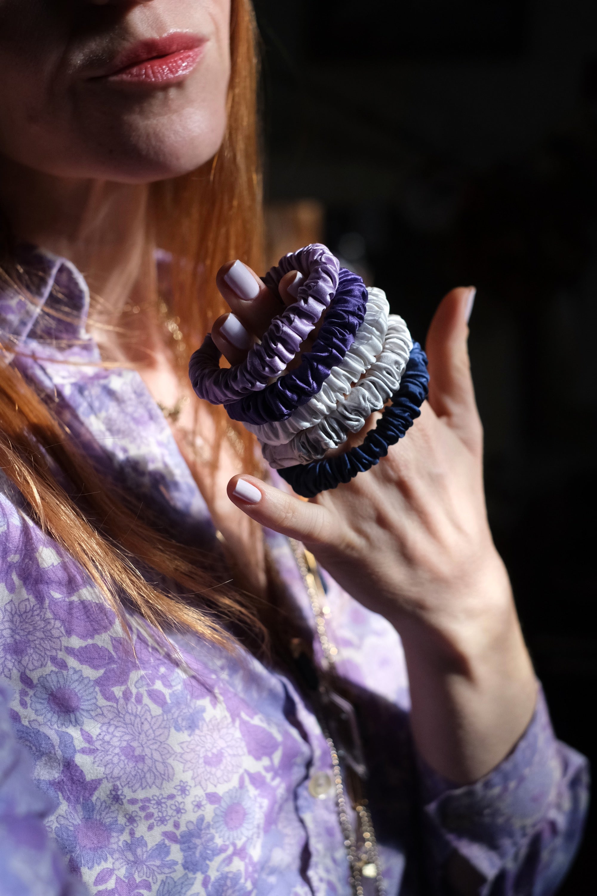 Elastici capelli in seta colori freddi