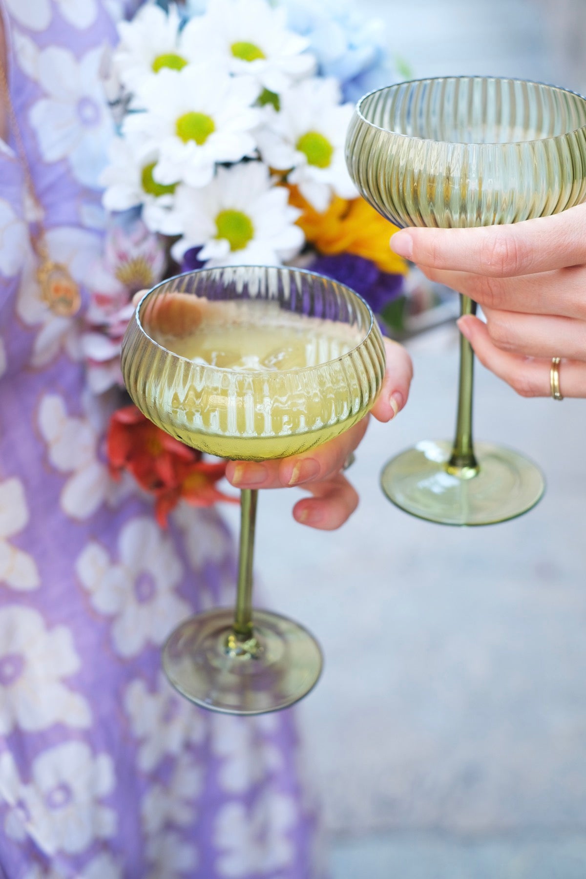 The Lou Coupe Glass - Set of 2 Olive