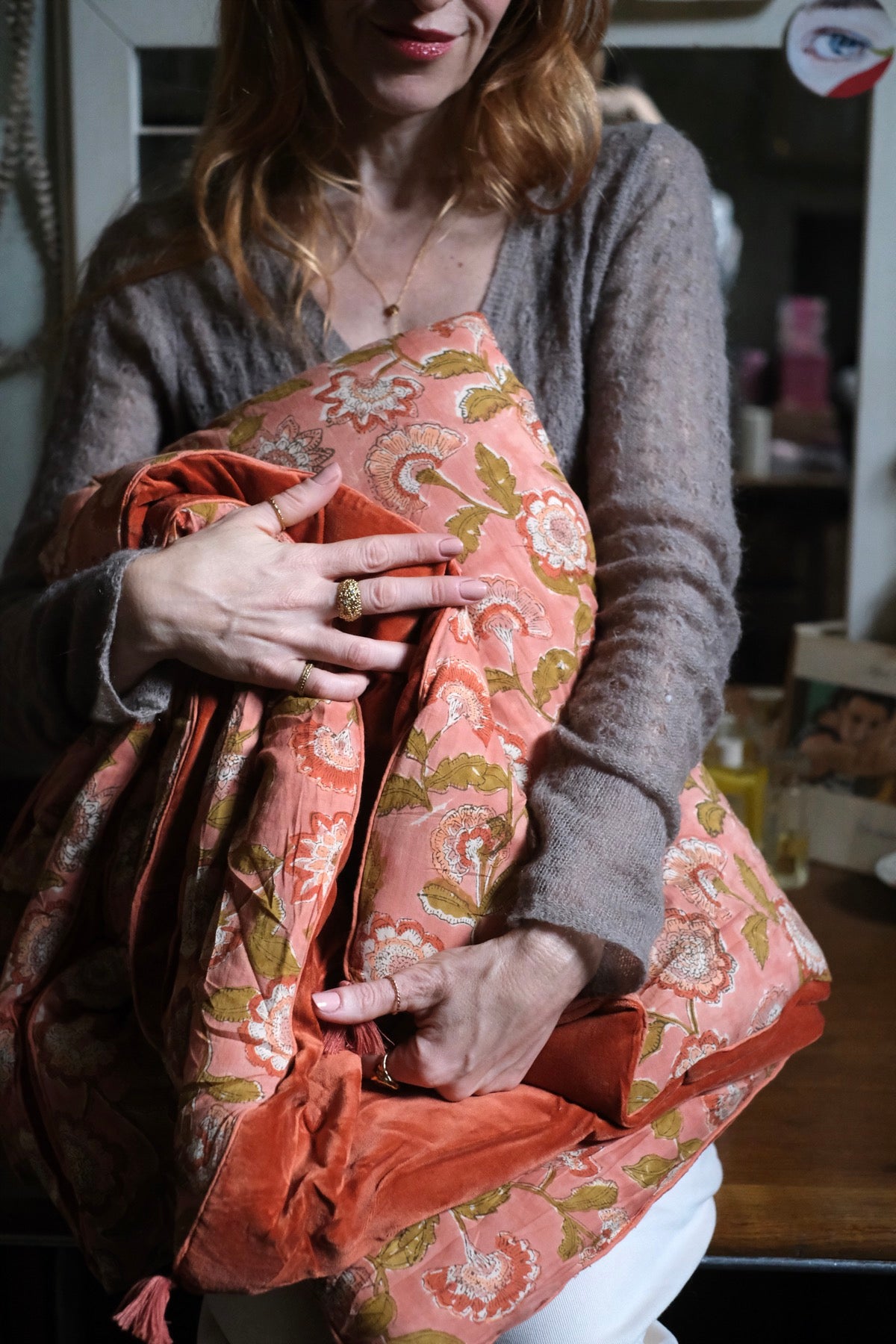 Piumone da Divano Melissa rosa salmone e ruggine