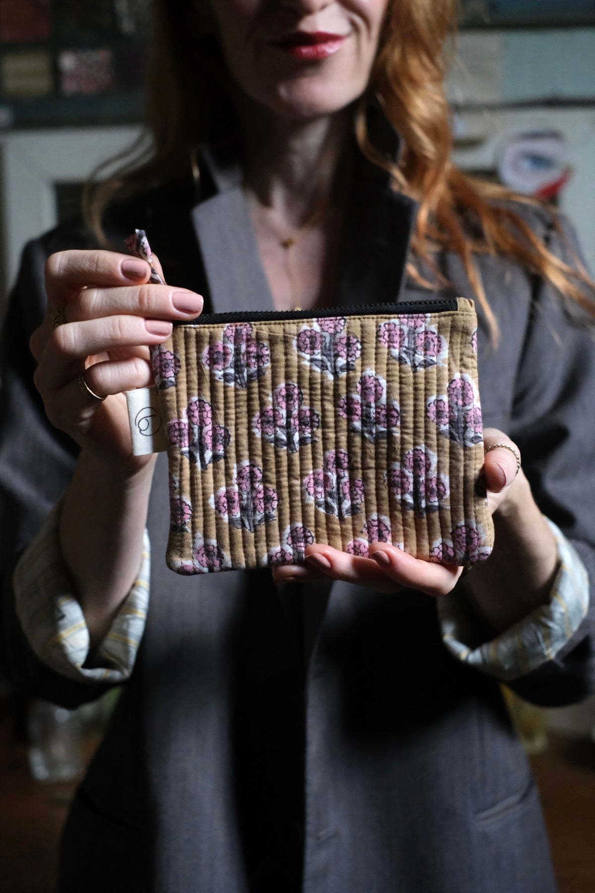 Mini Pochette senape e rosa