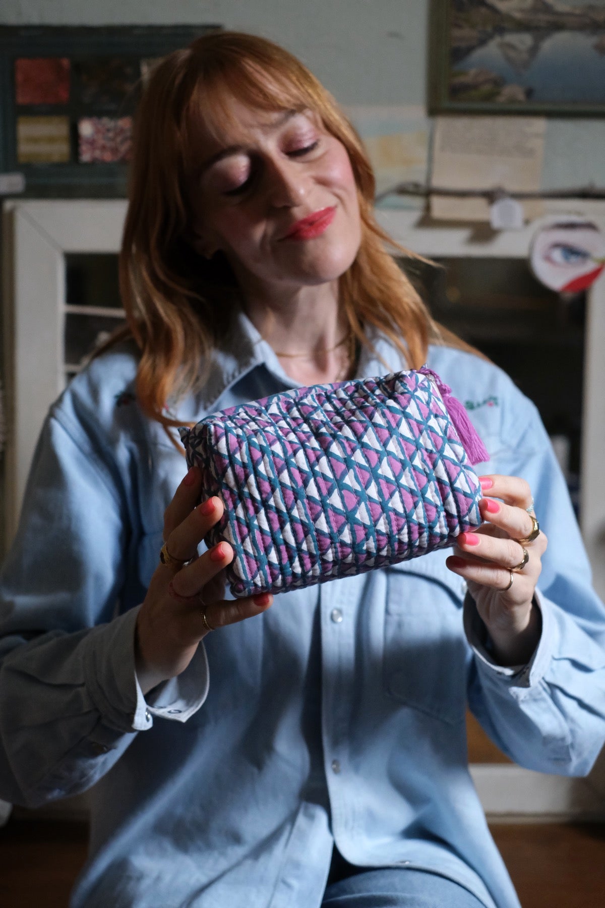 Beauty Pochette Blu e magenta