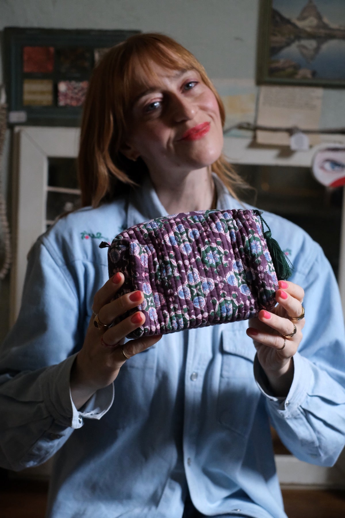 Beauty Pochette Borgogna e verde