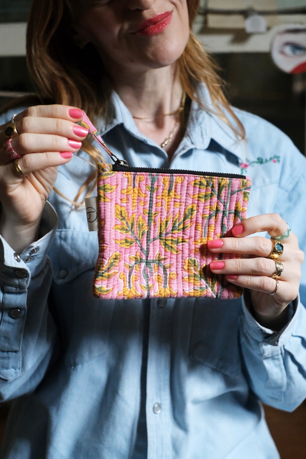 Mini Pochette rosa e giallo