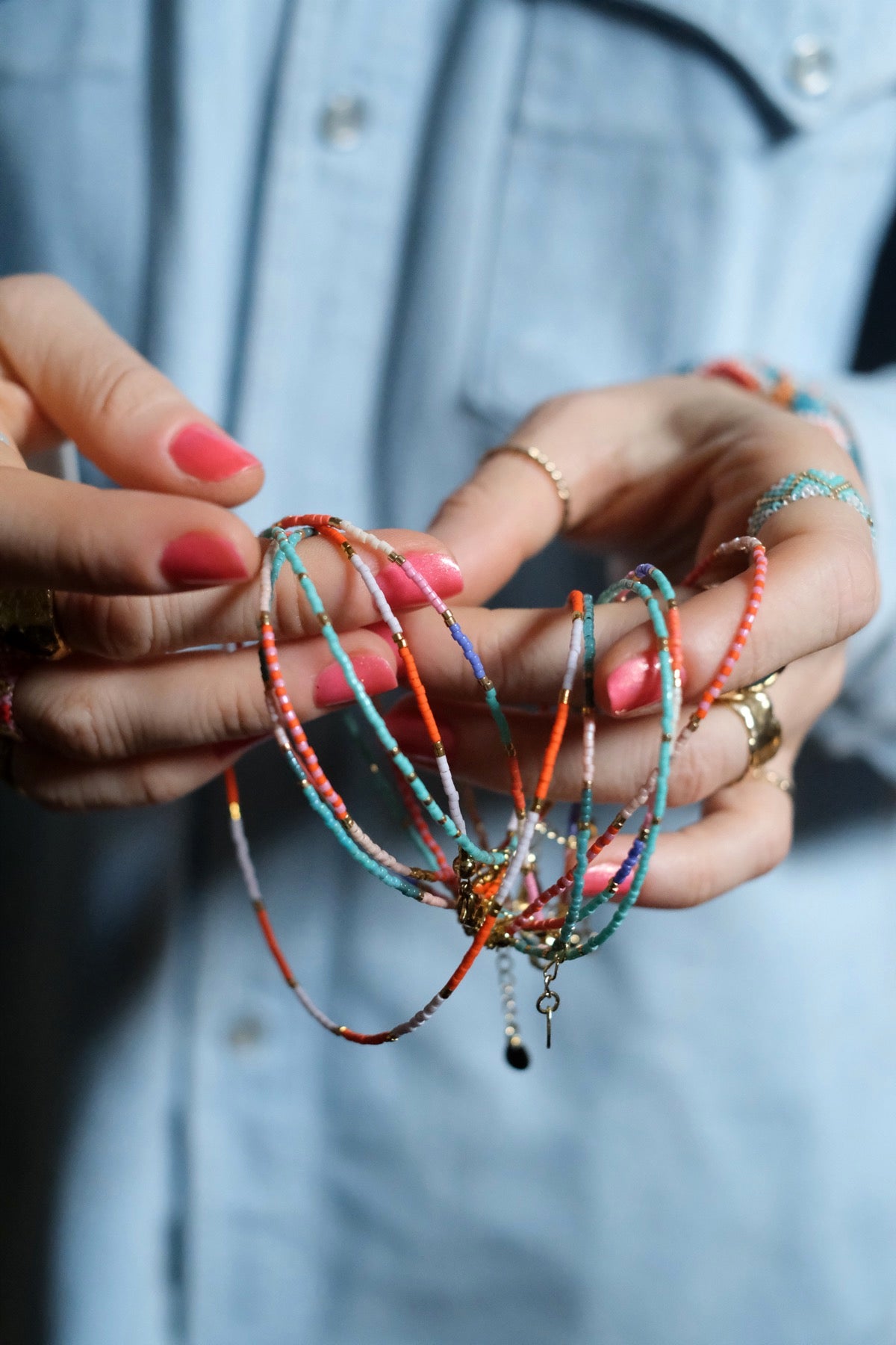 Collana Ibiza Arancio e rosa freddo