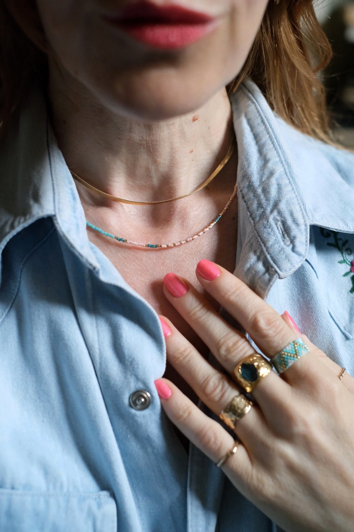 Collana Ibiza Azzurro e rosa