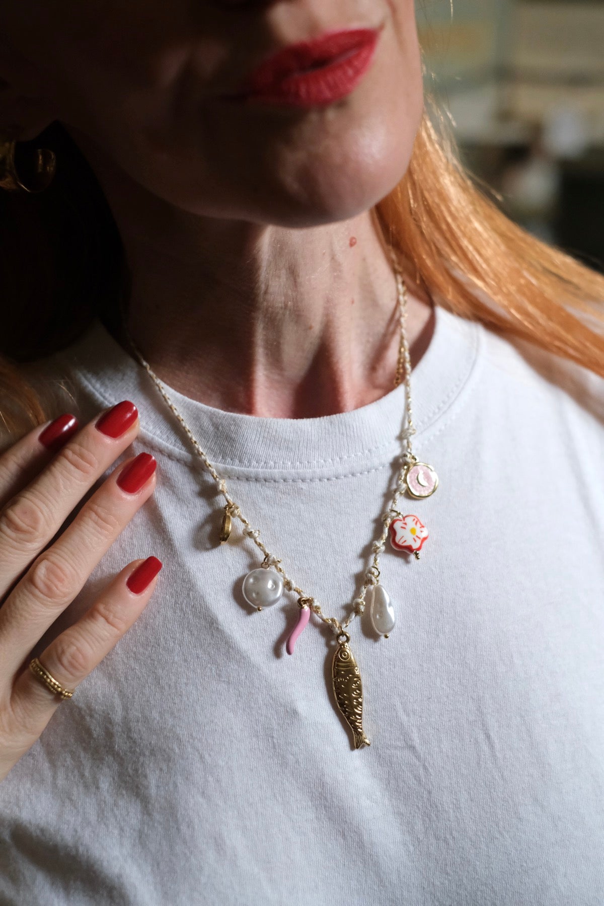 Collana ciondoli d'estate bianca