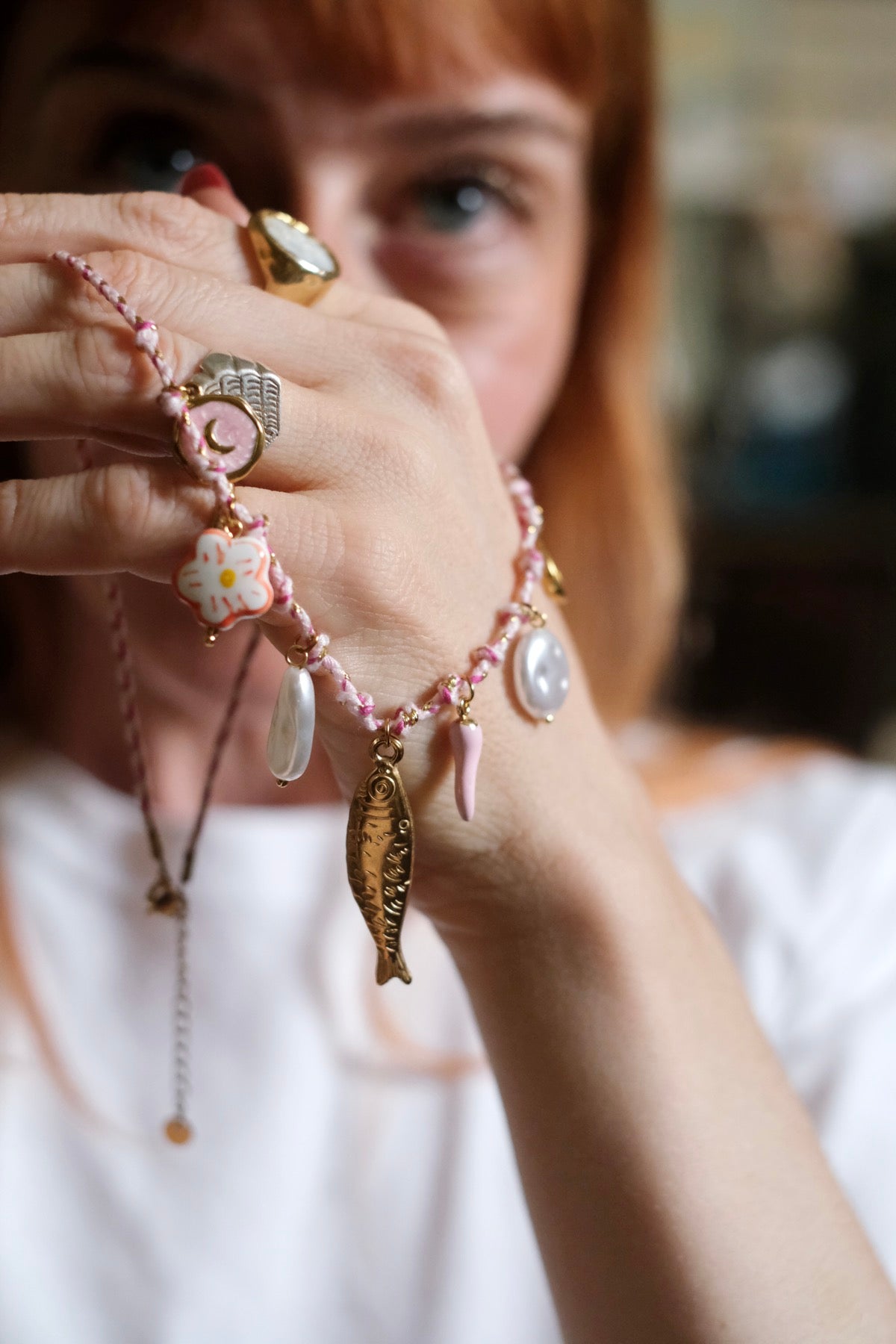 Collana ciondoli d'estate rosa