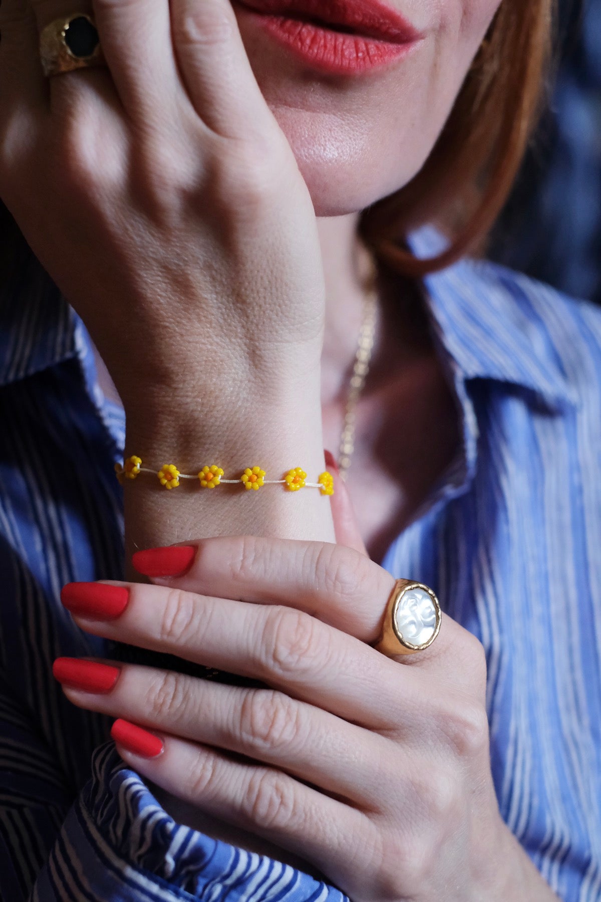 Cavigliera bracciale Margherita gialla