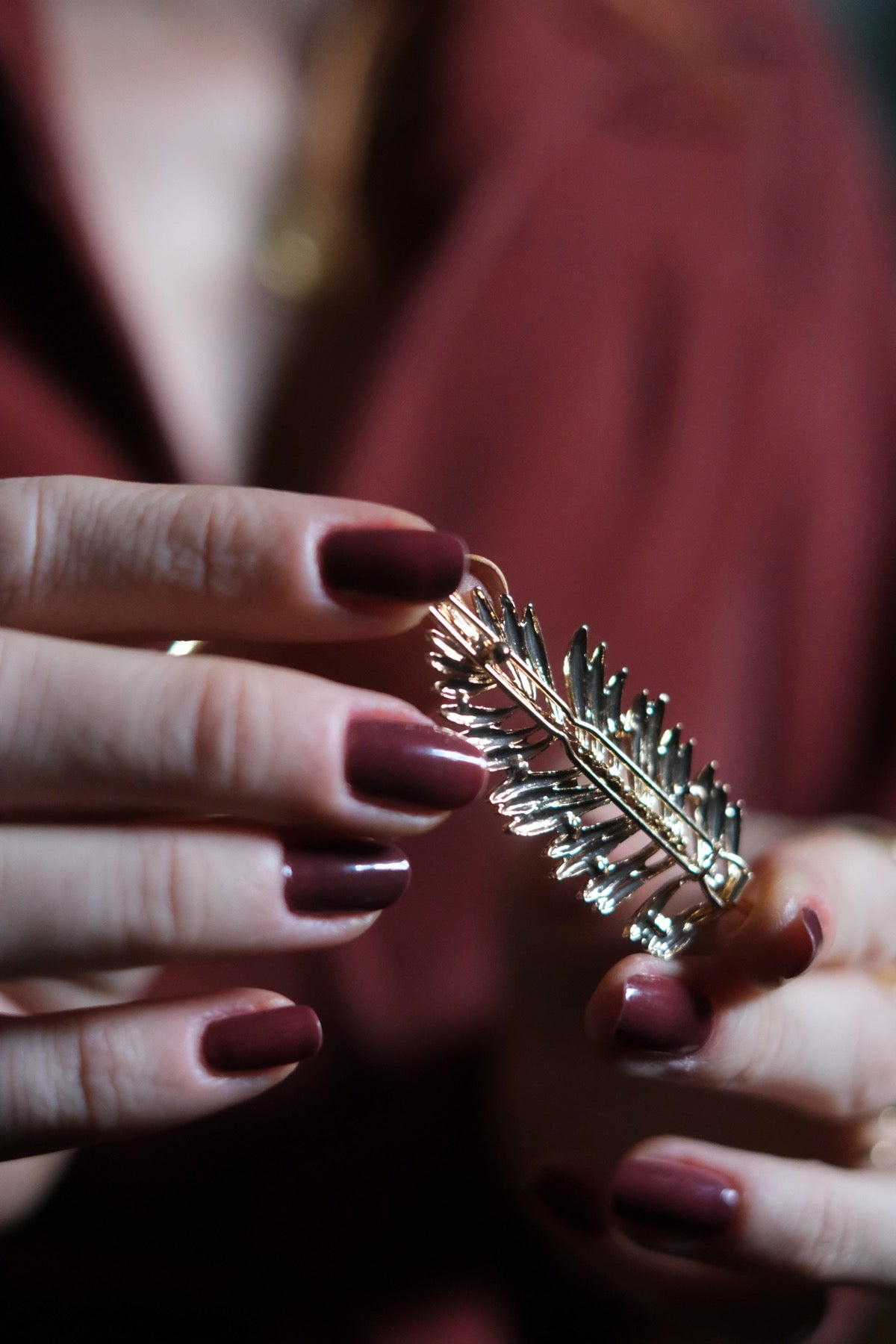 Fermaglio capelli Piuma dorata