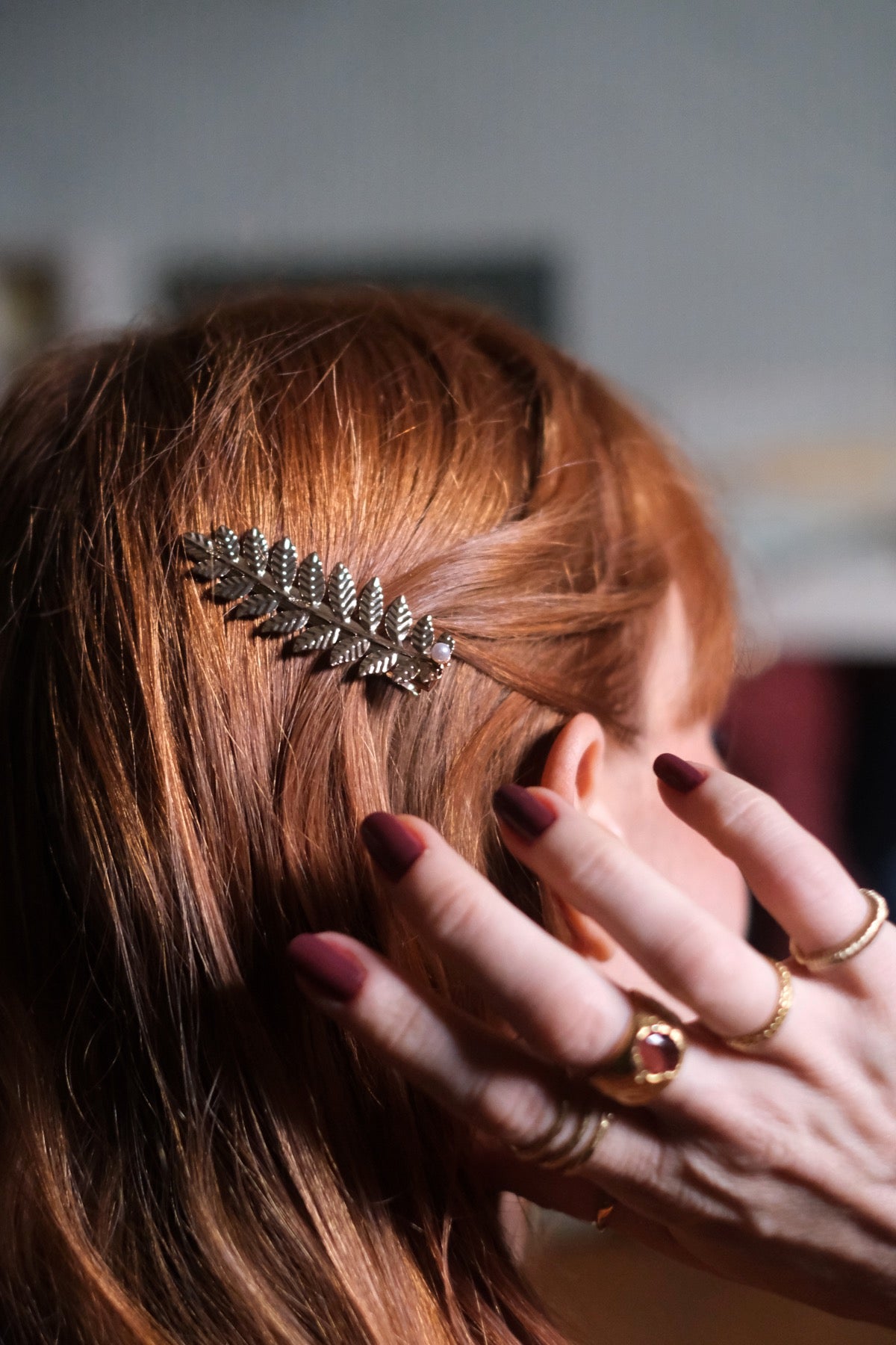 Fermaglio capelli Foglia dorata