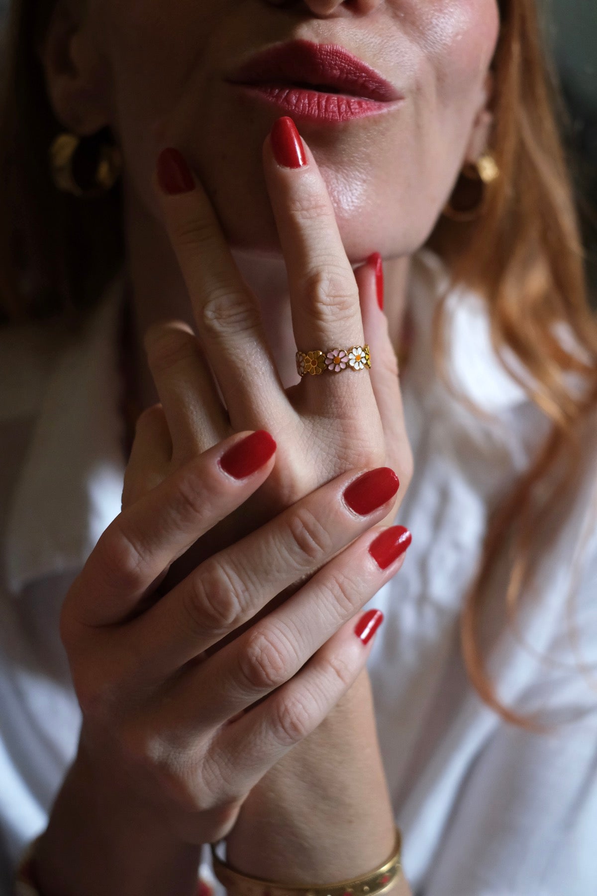 Anello Woodstock margherite bianche e gialle