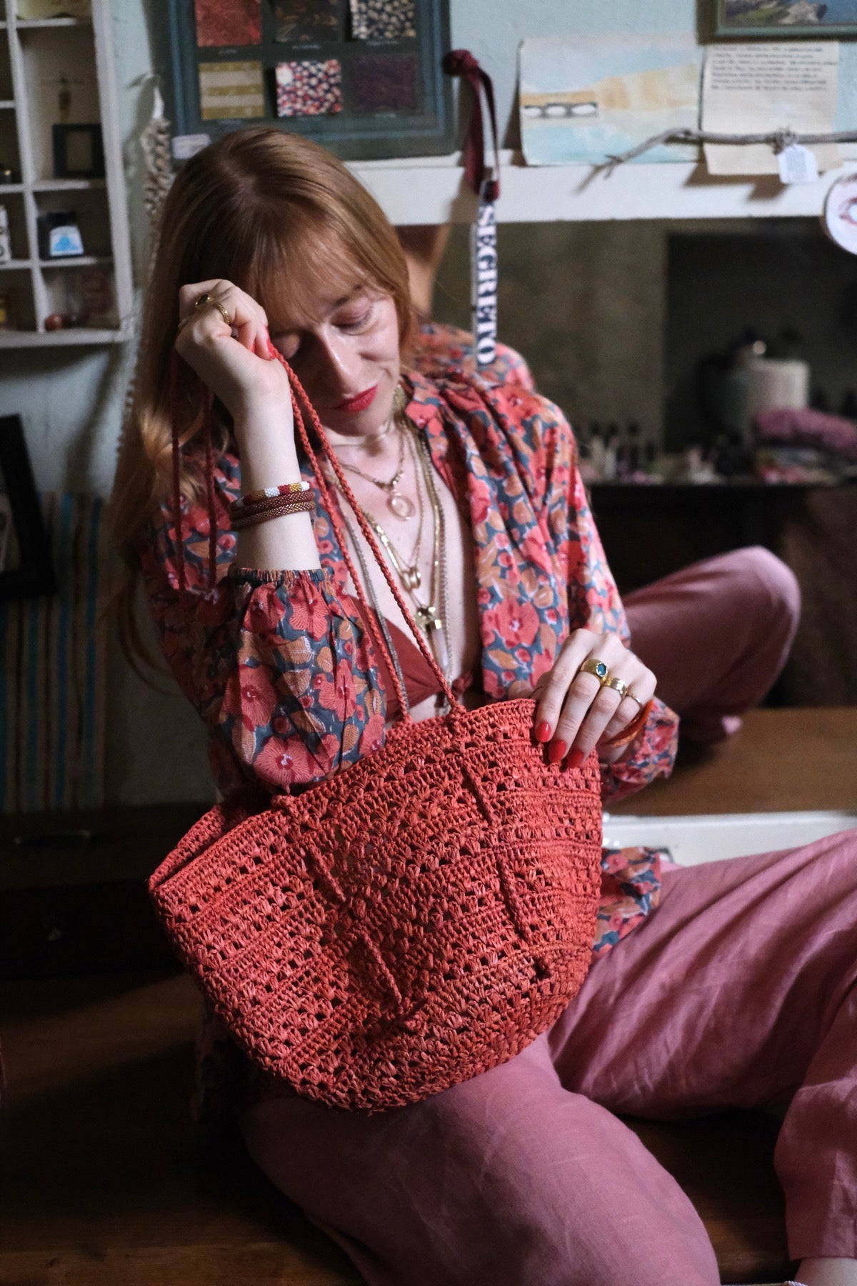 Borsa in rafia Isla Cap Lacy Small