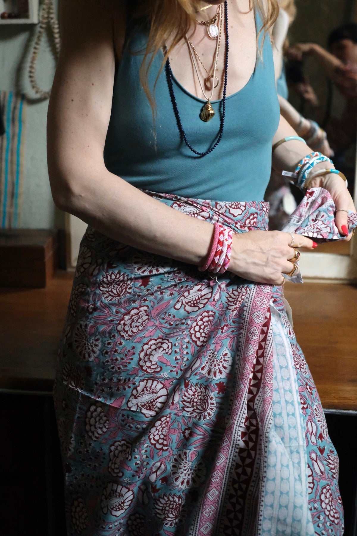 Pareo Saint-Malo rosa rosso azzurro