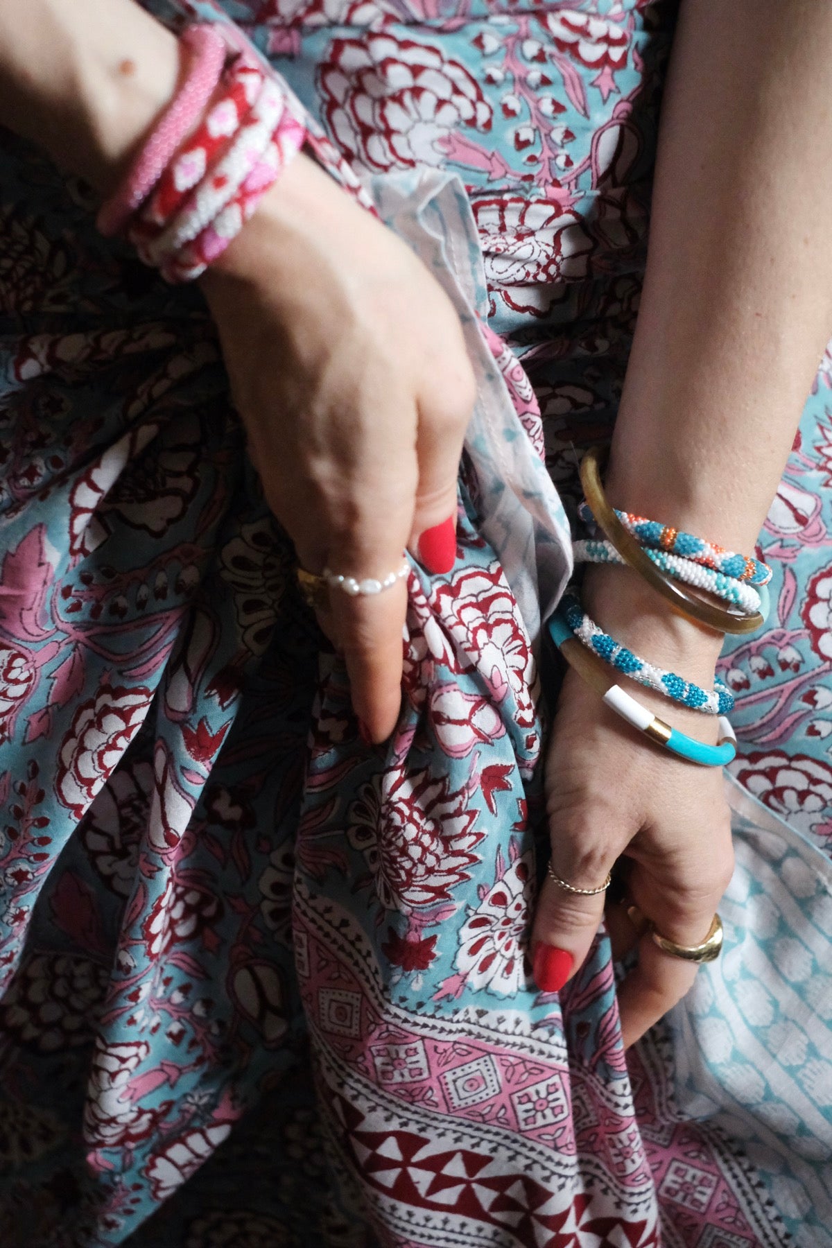 Pareo Saint-Malo rosa rosso azzurro