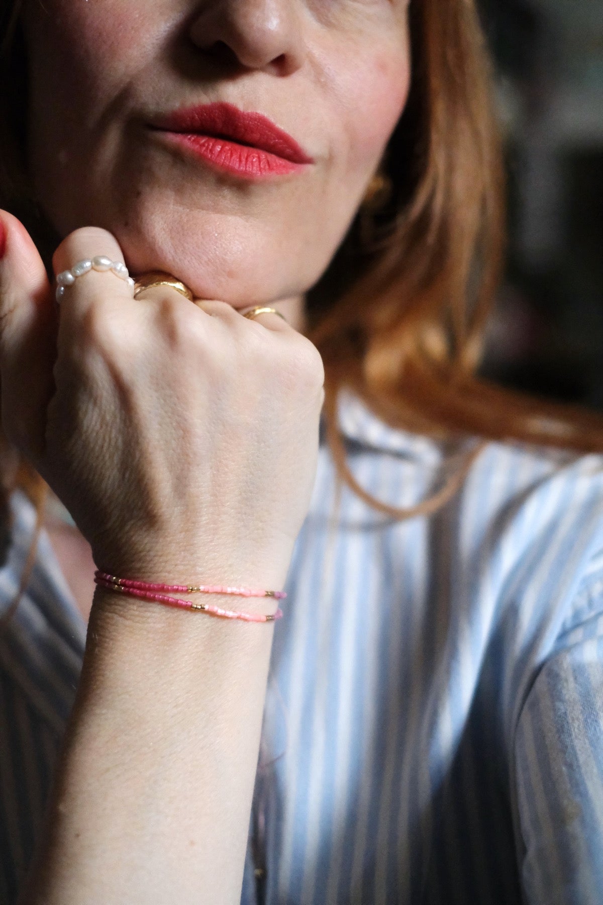 Bracciale/ cavigliera doppio rosa
