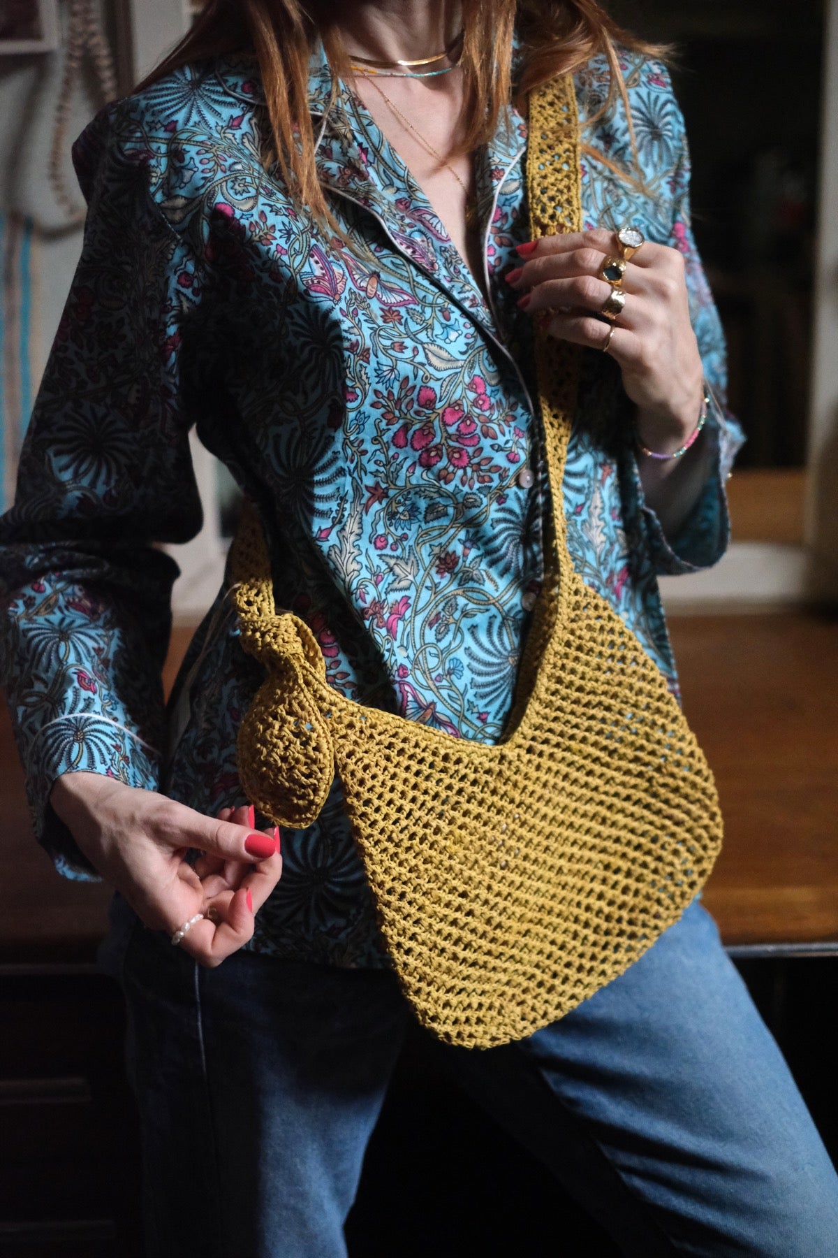 TINA Borsa a tracolla in rafia 3 colori