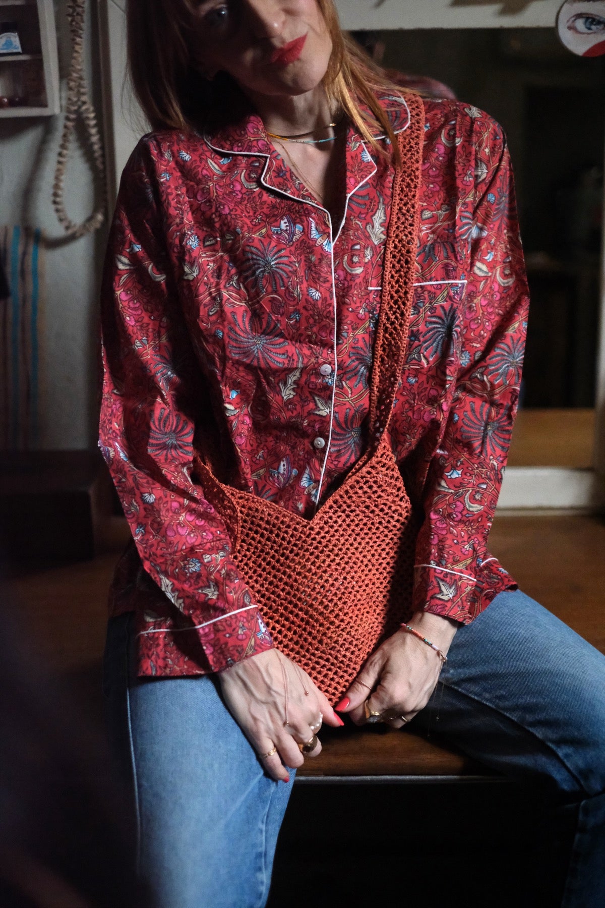 TINA Borsa a tracolla in rafia 3 colori