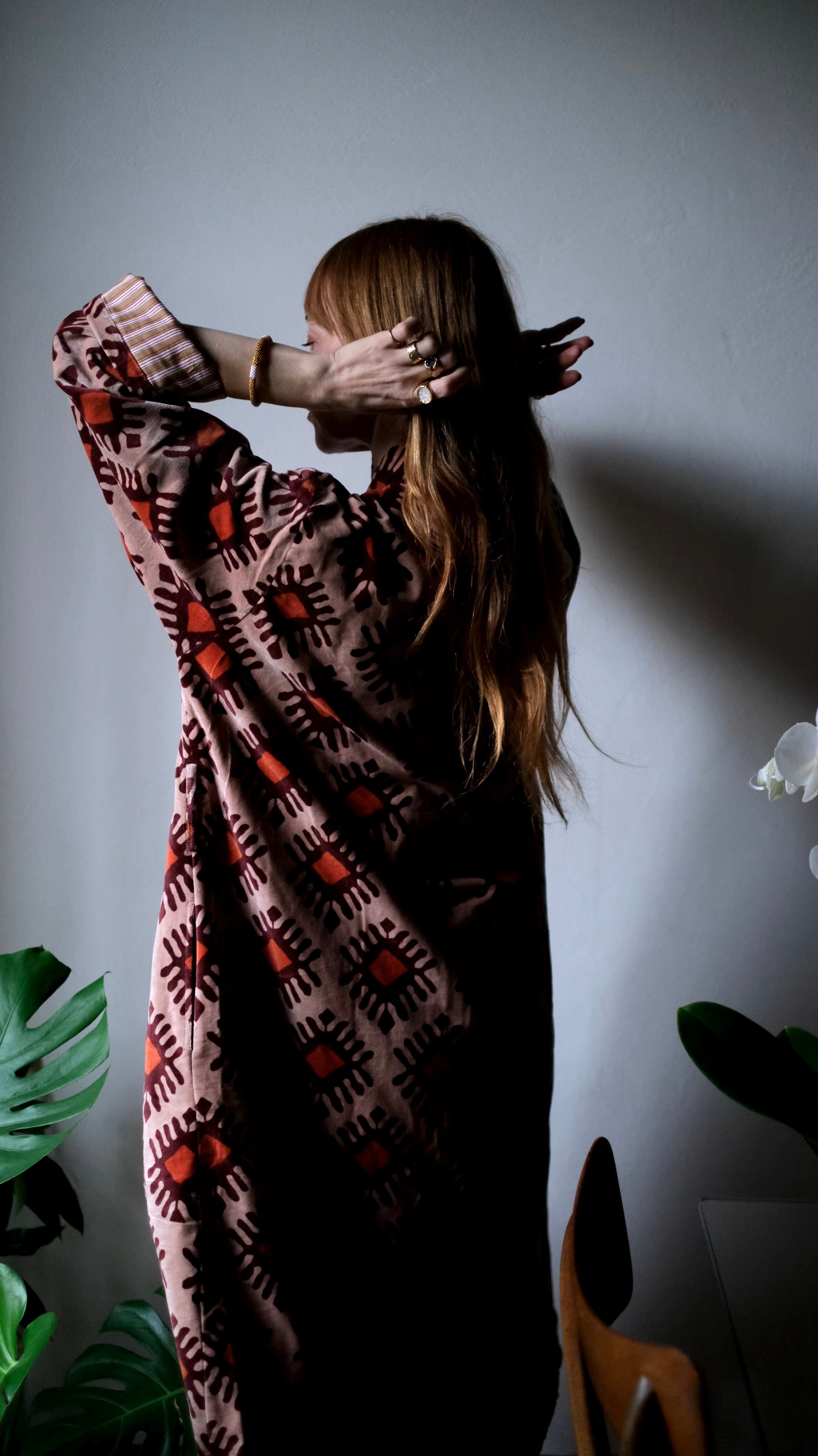 Cappotto kimono in velluto Rosa