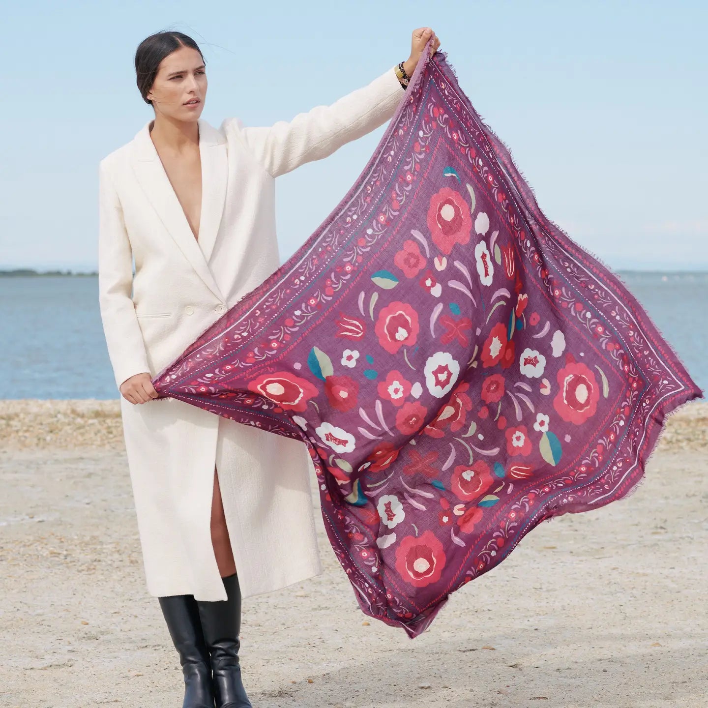 Scialle IN LANA E SETA BALKANS viola