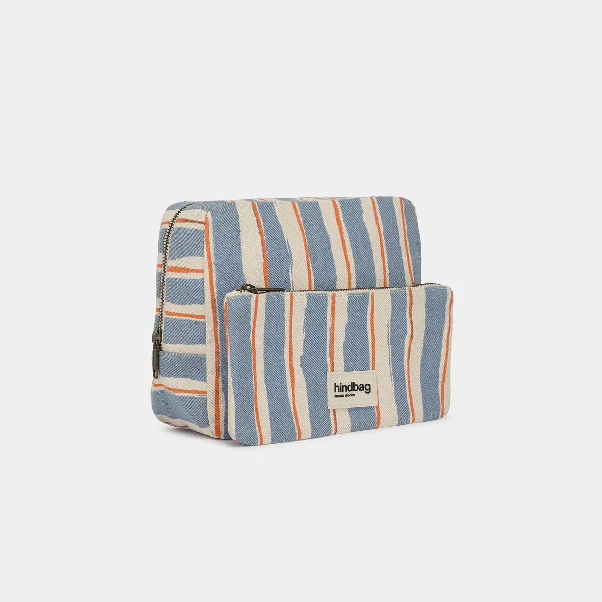 Necessaire da toilette XL Alix righe arancioni e blu