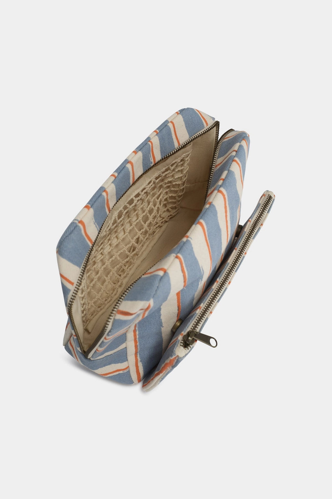 Necessaire da toilette XL Alix righe arancioni e blu