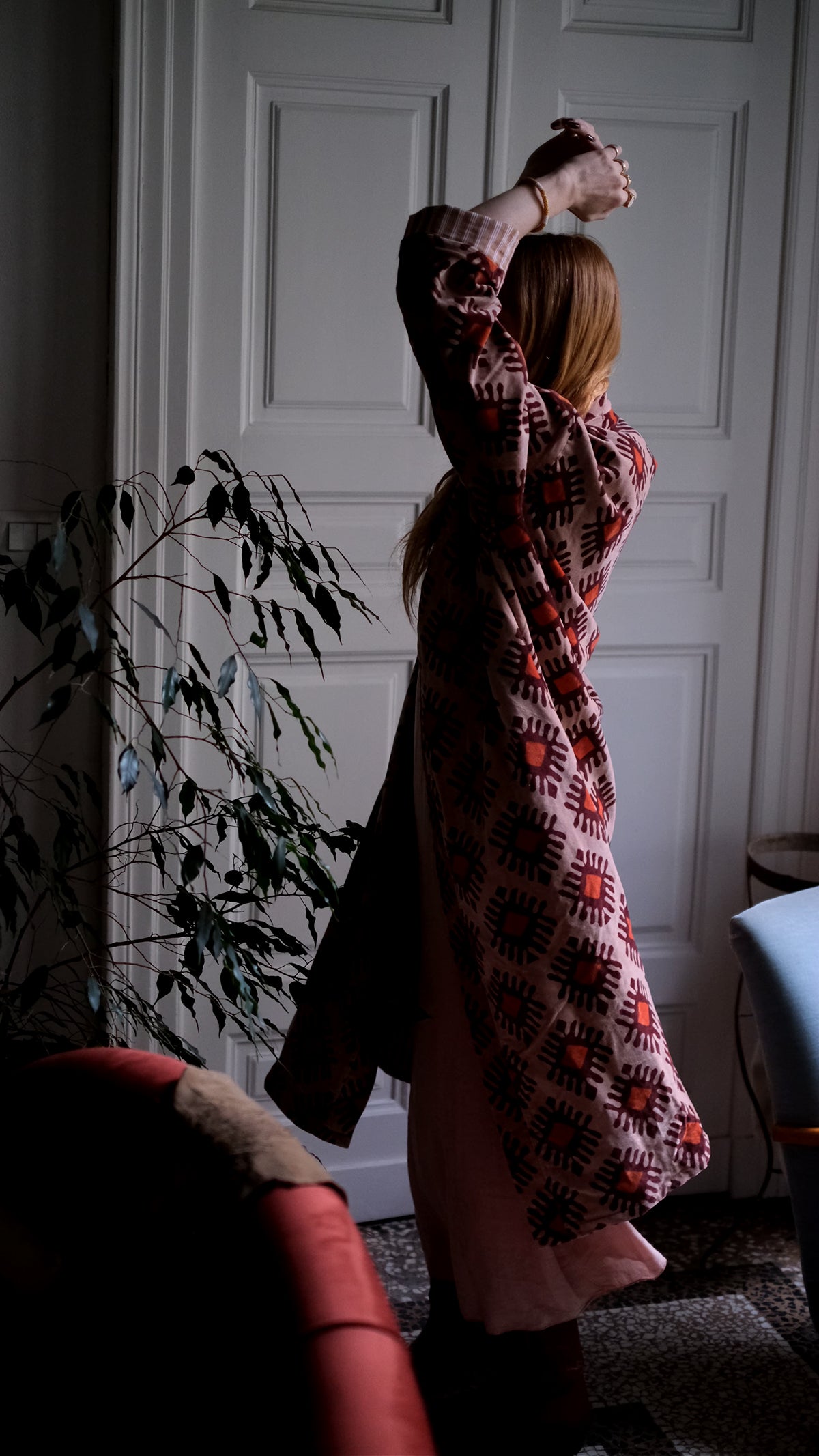 Cappotto kimono in velluto Rosa