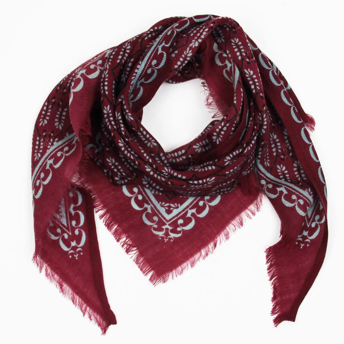 Carrè in lana Celeste Bordeaux