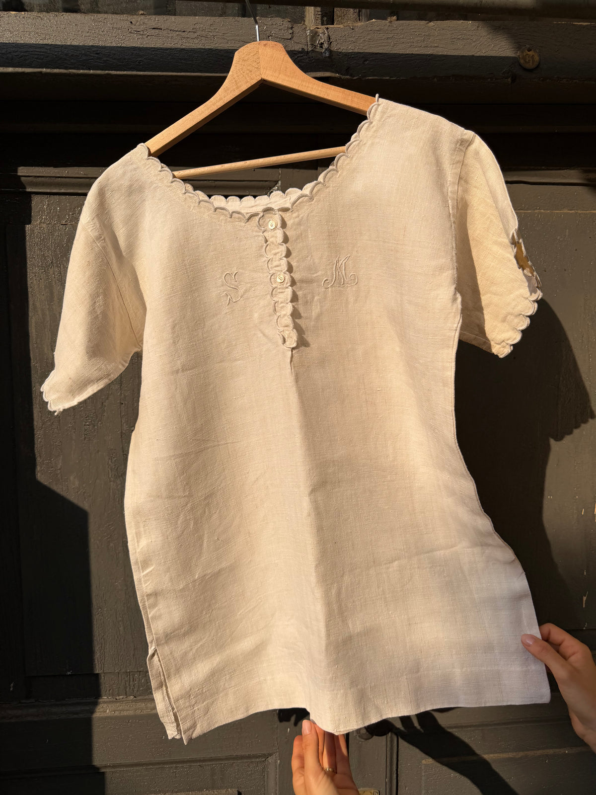 Camicia corta da notte ricamata S + M