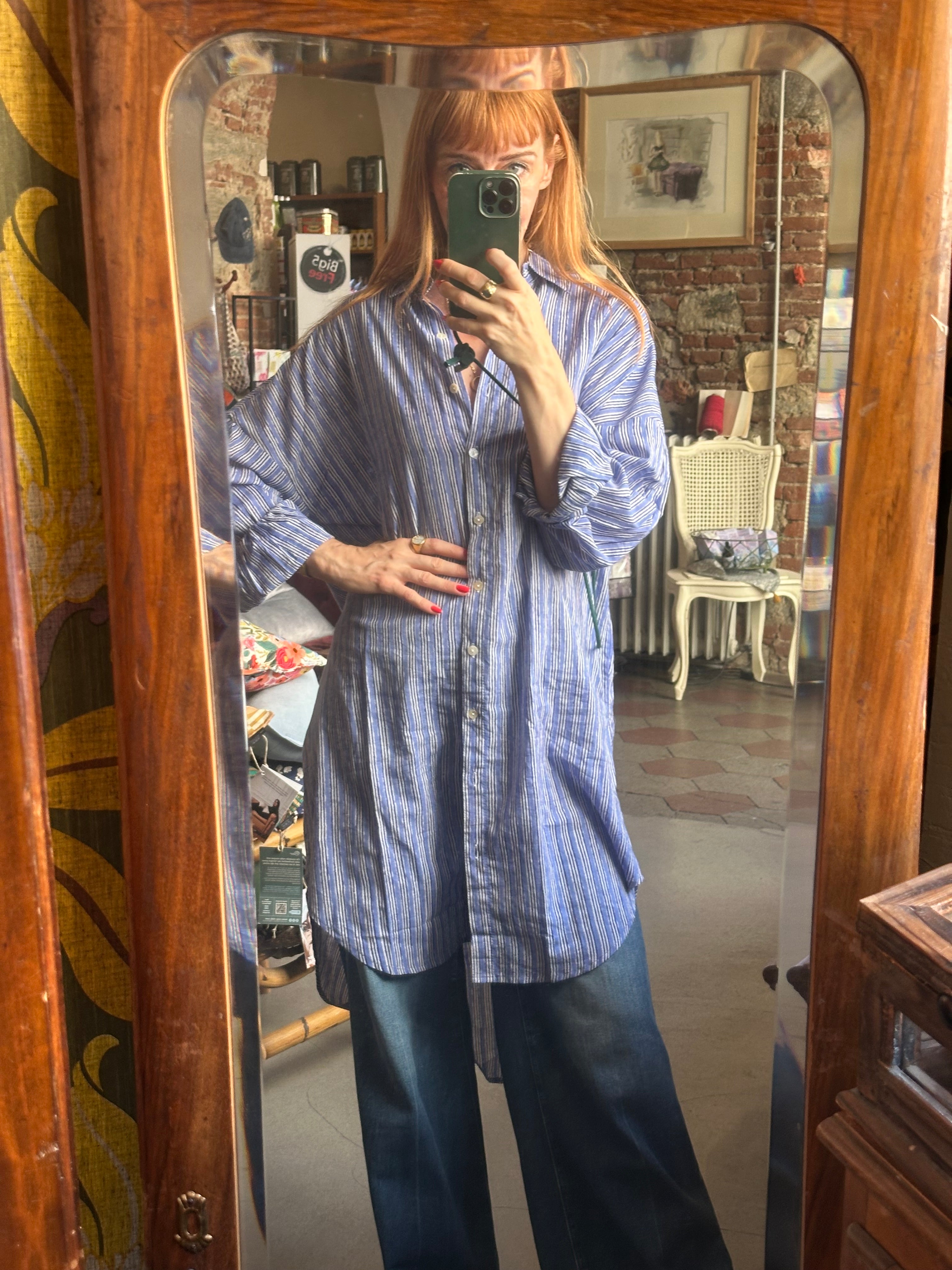 Abito scamiciato righe blu