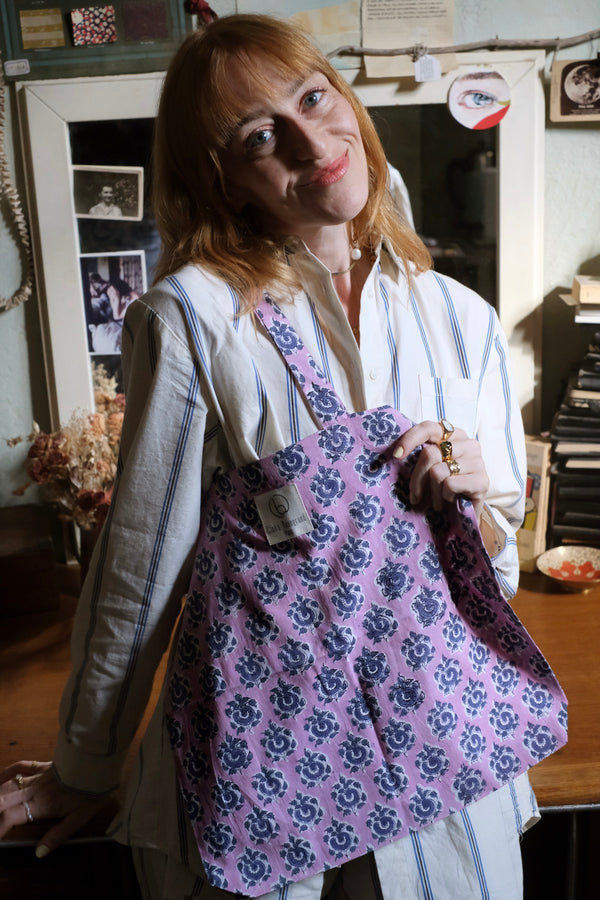 Borsa shopper cotone Sofia Lilla e Viola