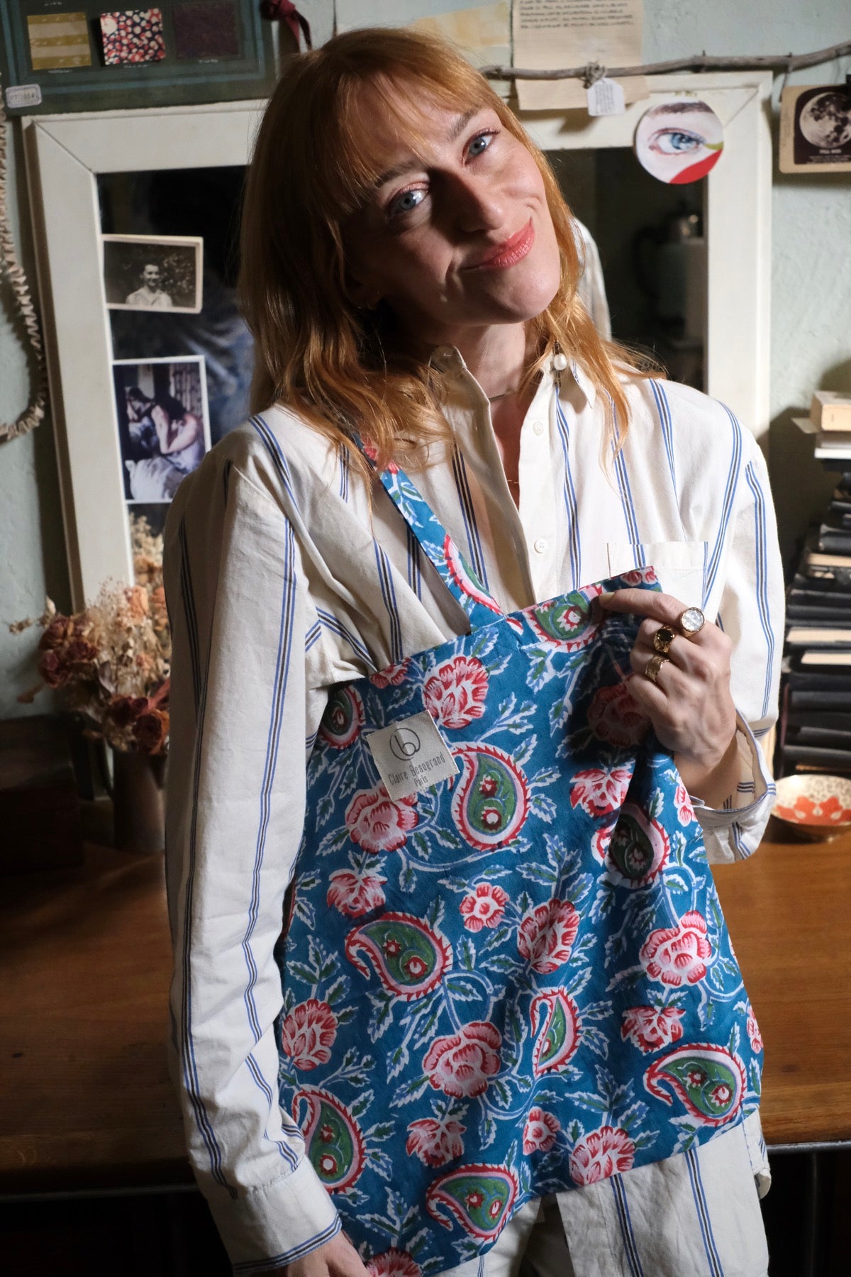 Borsa shopper cotone Melissa Blu e rosa