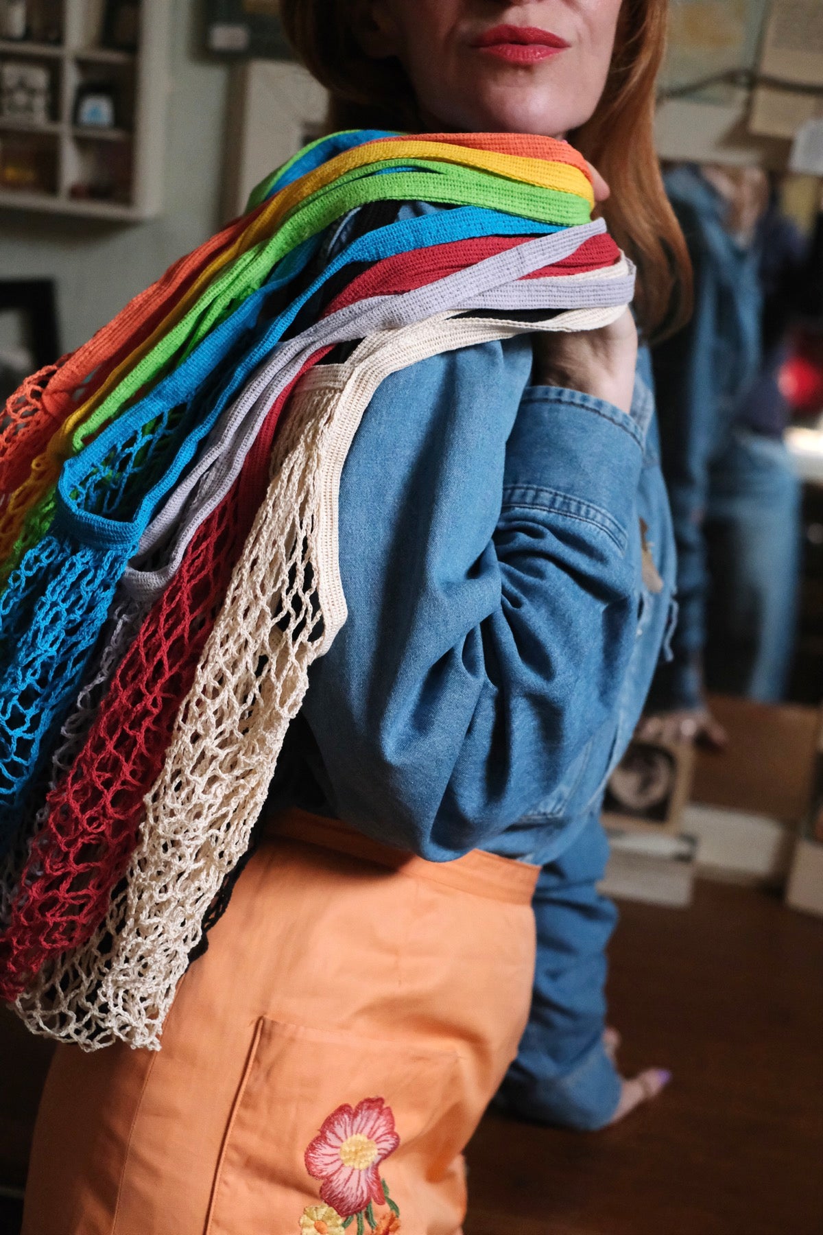 Borsa a rete in cotone in tanti colori