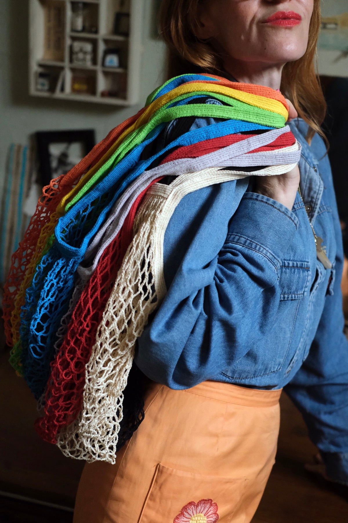 Borsa a rete in cotone vari colori