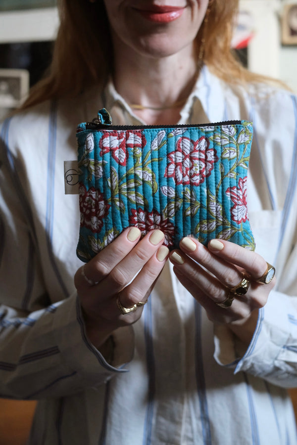 Mini Pochette Cristina turchese rosso e verde