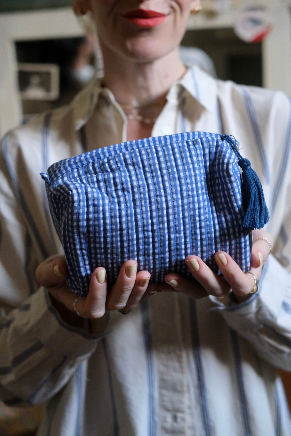 Beauty Pochette Camilla quadretti blu