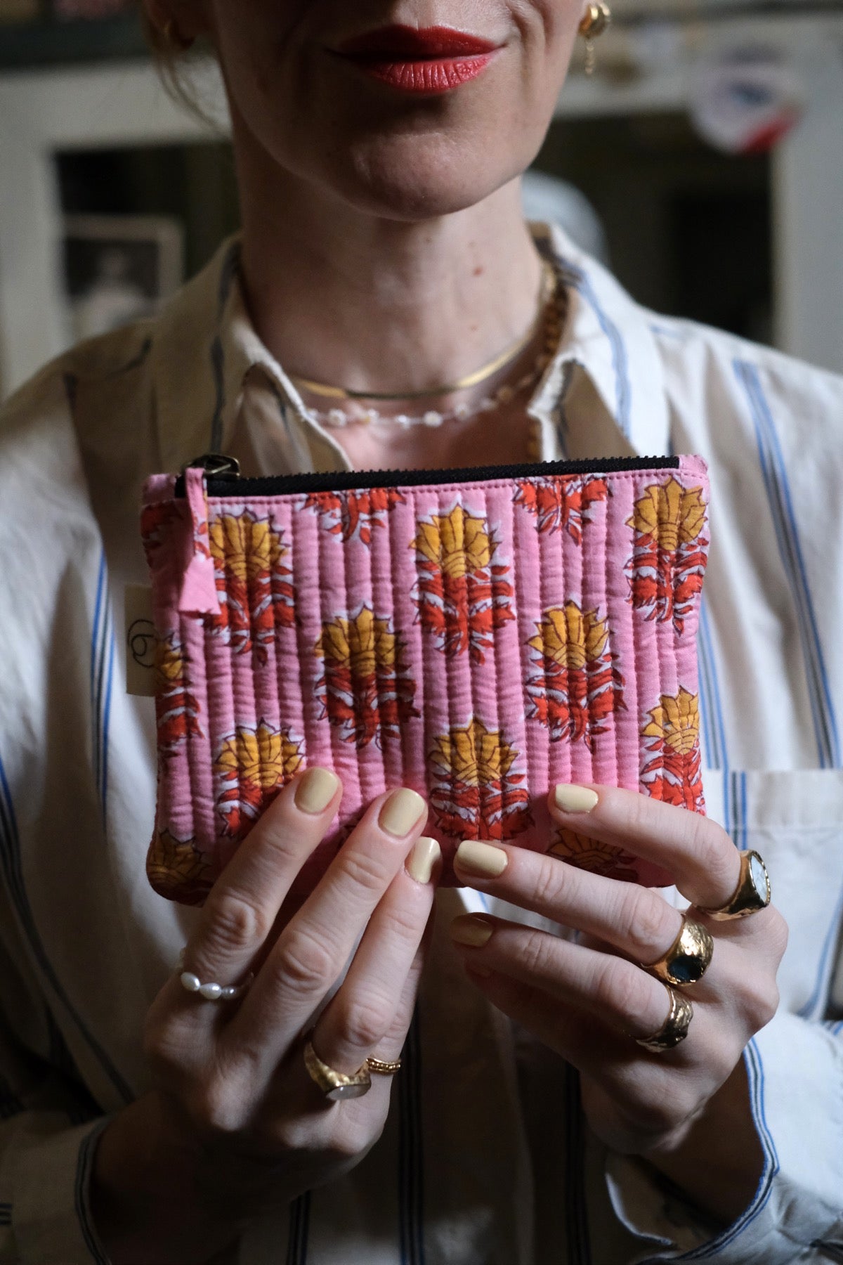 Mini Pochette Luisa rosa rosso e giallo