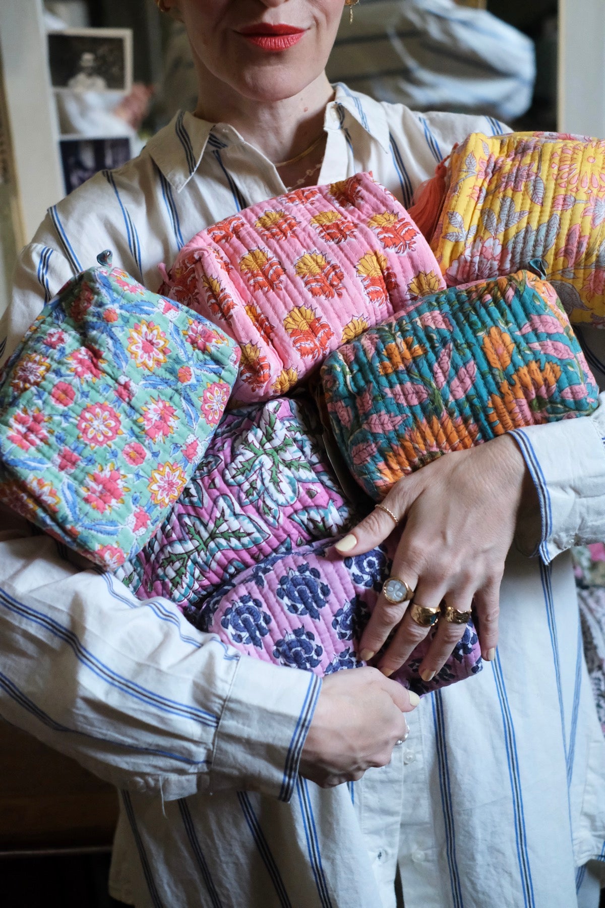 Beauty Pochette Camilla quadretti blu